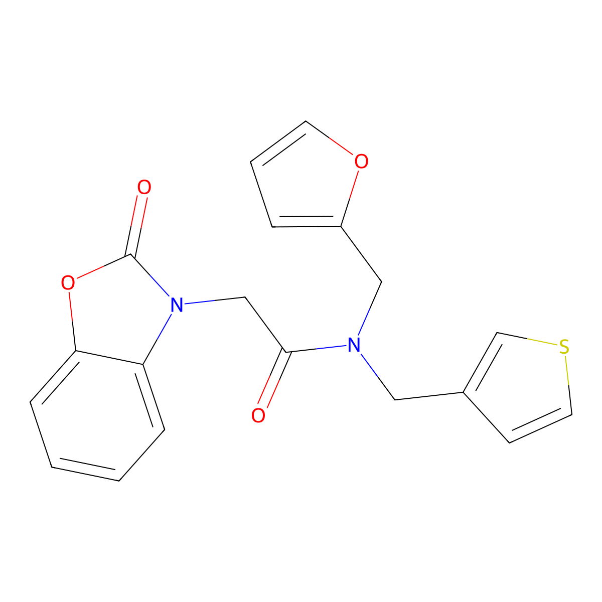 N-(furan-2-ylmethyl)-2-(2-oxobenzo[d]oxazol-3(2H)-yl)-N-(thiophen-3-ylmethyl)acetamide molecular structure, CAS 1219913-85-5