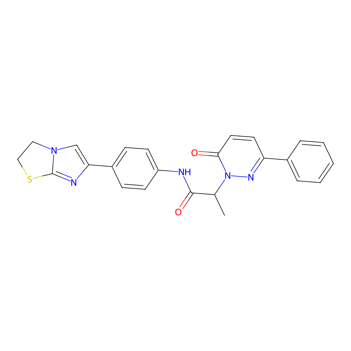N-(4-(2,3-dihydroimidazo[2,1-b]thiazol-6-yl)phenyl)-2-(6-oxo-3-phenylpyridazin-1(6H)-yl)propanamide molecular structure, CAS 1219913-86-6