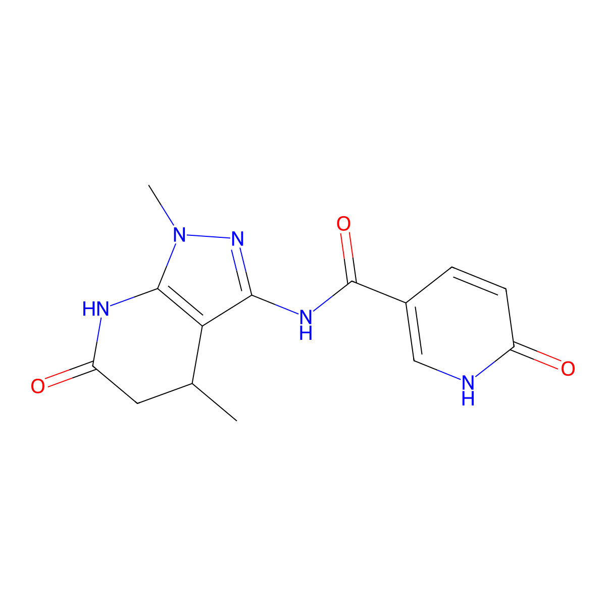 N-(1,4-dimethyl-6-oxo-4,5,6,7-tetrahydro-1H-pyrazolo[3,4-b]pyridin-3-yl)-6-oxo-1,6-dihydropyridine-3-carboxamide molecular structure, CAS 1219913-94-6