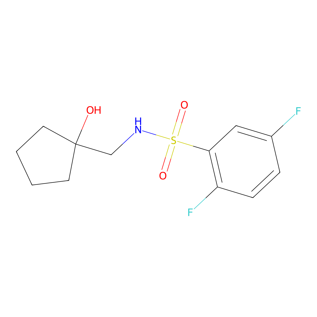 2,5-difluoro-N-((1-hydroxycyclopentyl)methyl)benzenesulfonamide molecular structure, CAS 1219913-95-7
