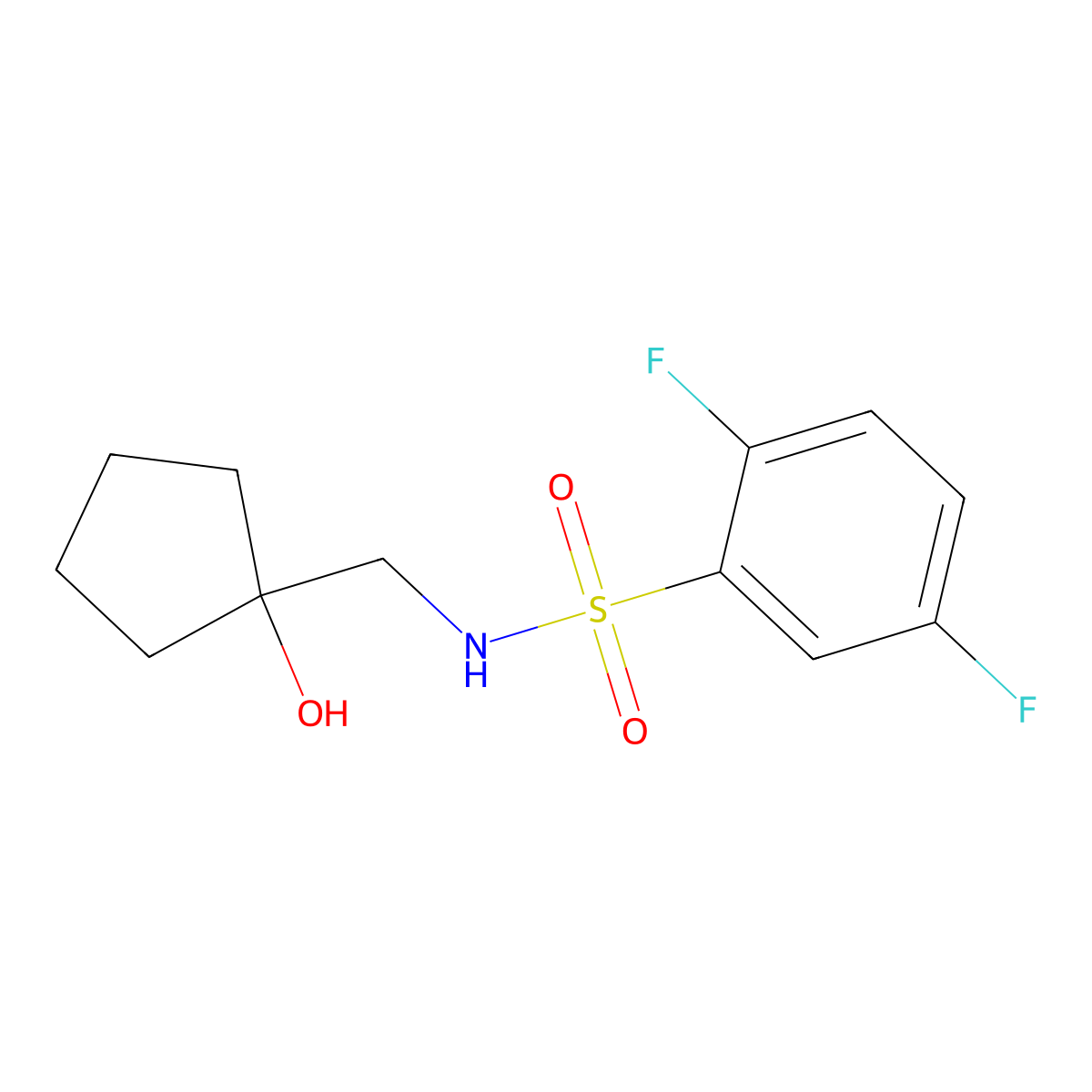 2,5-difluoro-N-((1-hydroxycyclopentyl)methyl)benzenesulfonamide molecular structure, CAS 1219913-95-7