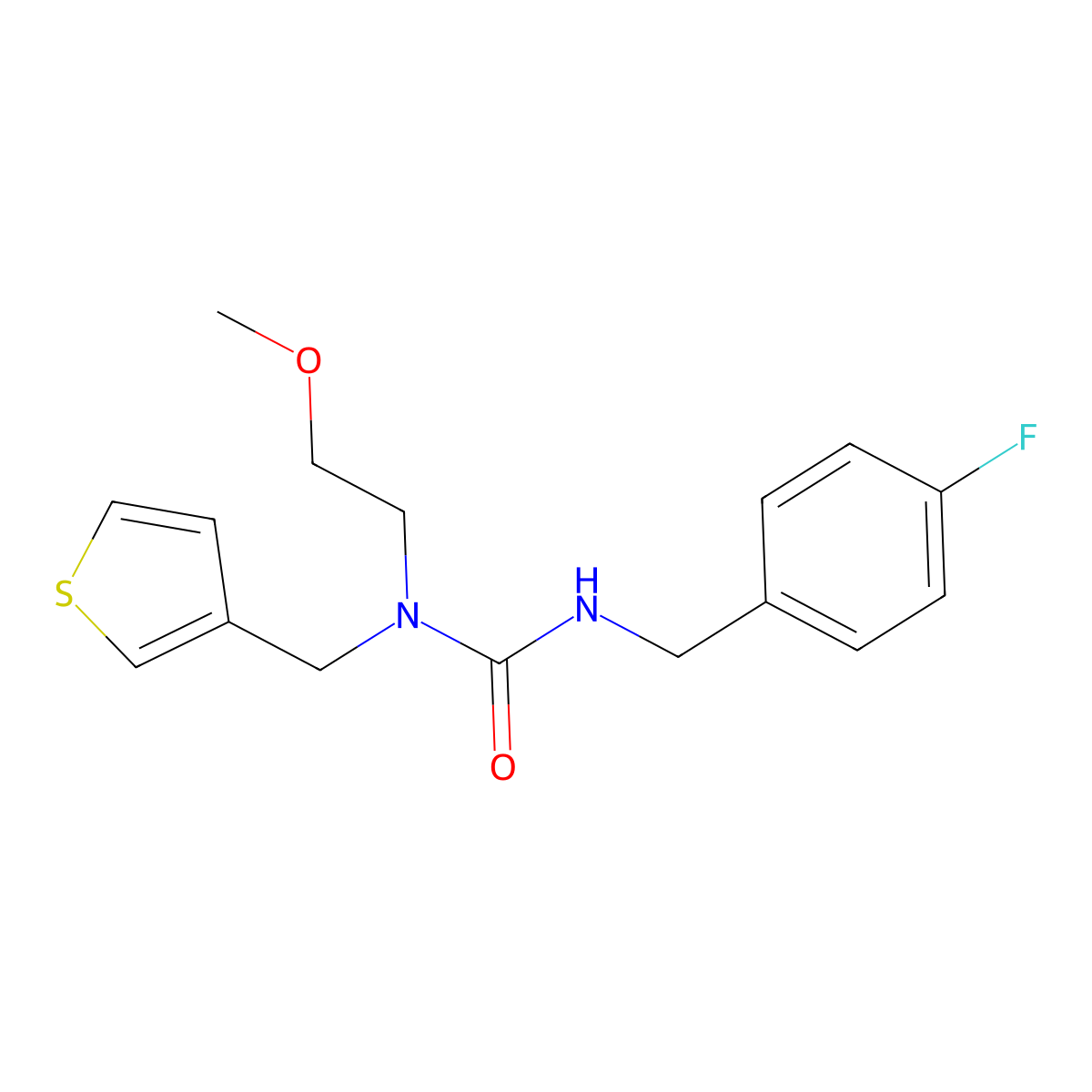 3-(4-Fluorobenzyl)-1-(2-methoxyethyl)-1-(thiophen-3-ylmethyl)urea molecular structure, CAS 1219913-96-8