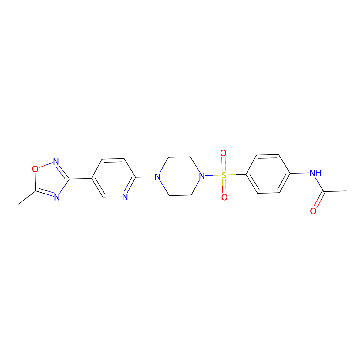N-[4-({4-[5-(5-methyl-1,2,4-oxadiazol-3-yl)pyridin-2-yl]piperazin-1-yl}sulfonyl)phenyl]acetamide molecular structure, CAS 1219913-99-1