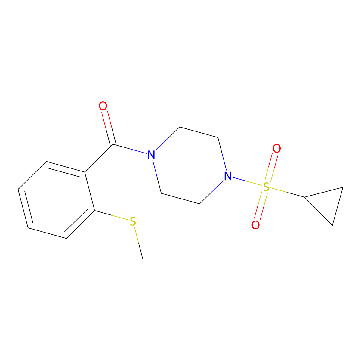 (4-(Cyclopropylsulfonyl)piperazin-1-yl)(2-(methylthio)phenyl)methanone molecular structure, CAS 1219914-01-8