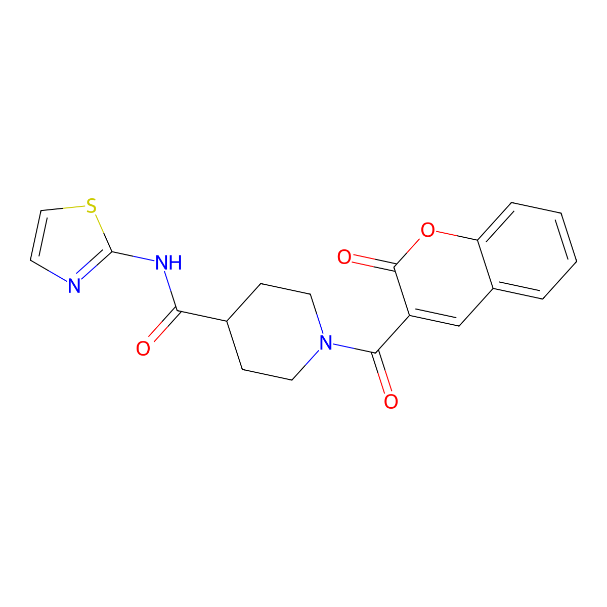 1-(2-oxo-2H-chromene-3-carbonyl)-N-(thiazol-2-yl)piperidine-4-carboxamide molecular structure, CAS 1219914-02-9