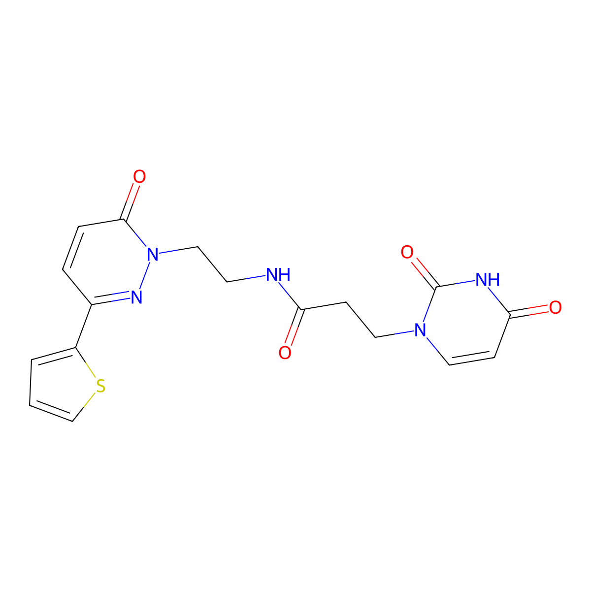 3-(2,4-dioxo-3,4-dihydropyrimidin-1(2H)-yl)-N-(2-(6-oxo-3-(thiophen-2-yl)pyridazin-1(6H)-yl)ethyl)propanamide molecular structure, CAS 1219914-04-1