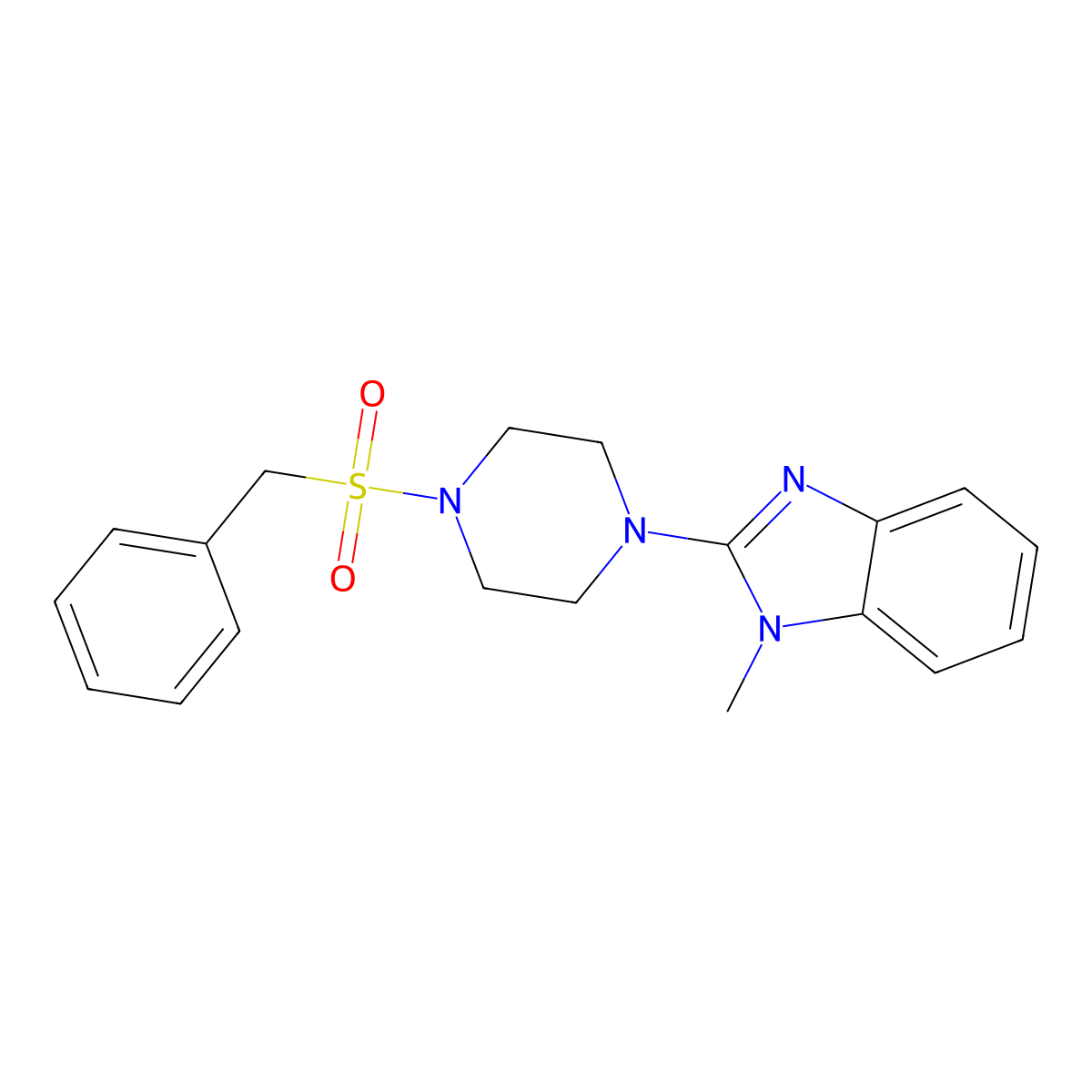 2-(4-(benzylsulfonyl)piperazin-1-yl)-1-methyl-1H-benzo[d]imidazole molecular structure, CAS 1219914-07-4