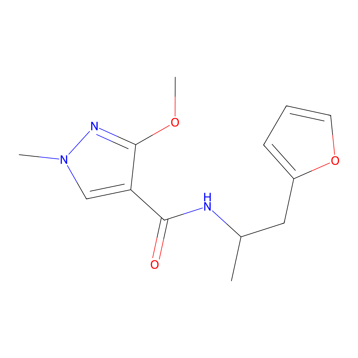 N-[1-(furan-2-yl)propan-2-yl]-3-methoxy-1-methyl-1H-pyrazole-4-carboxamide molecular structure, CAS 1219914-26-7