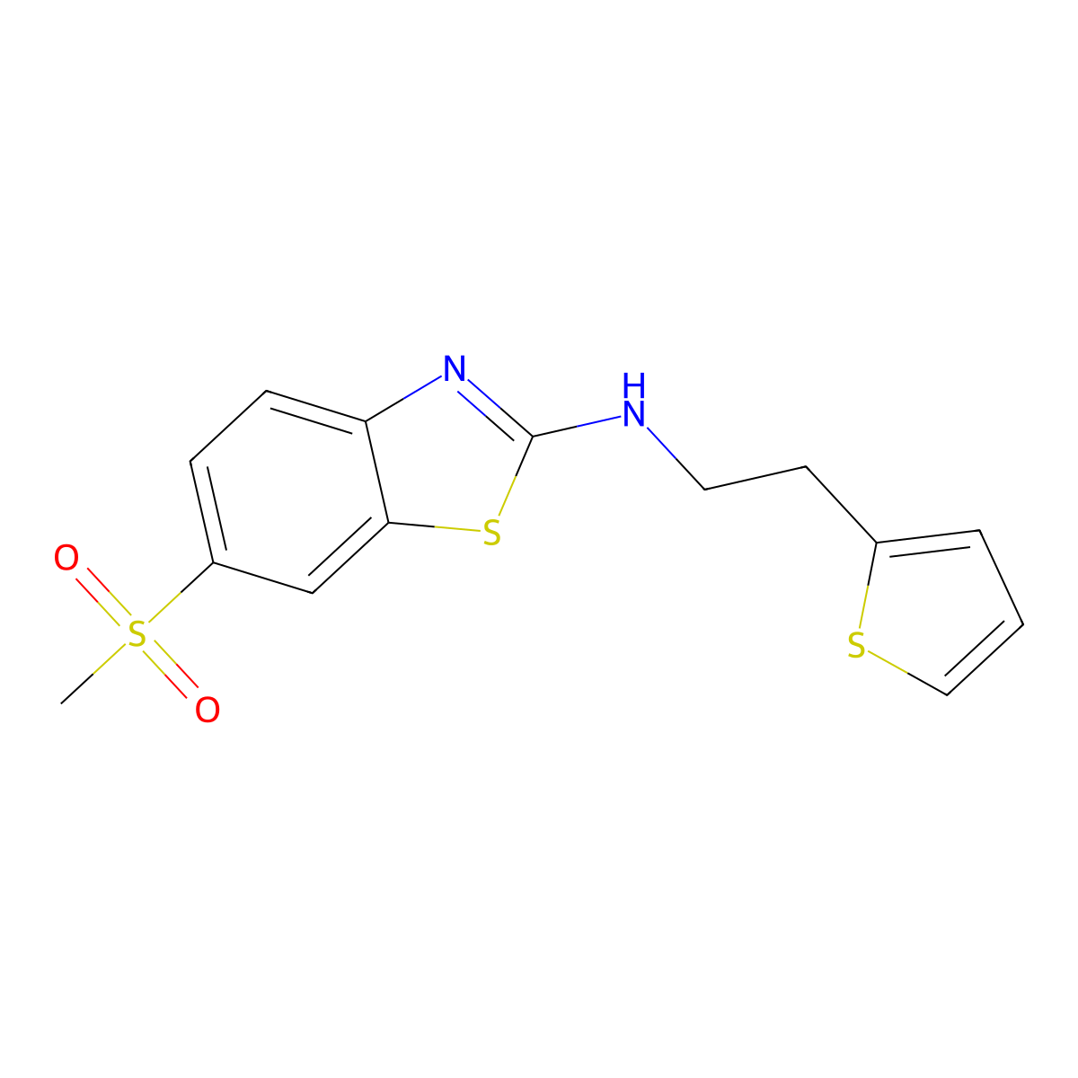 6-(methylsulfonyl)-N-(2-(thiophen-2-yl)ethyl)benzo[d]thiazol-2-amine molecular structure, CAS 1219914-30-3