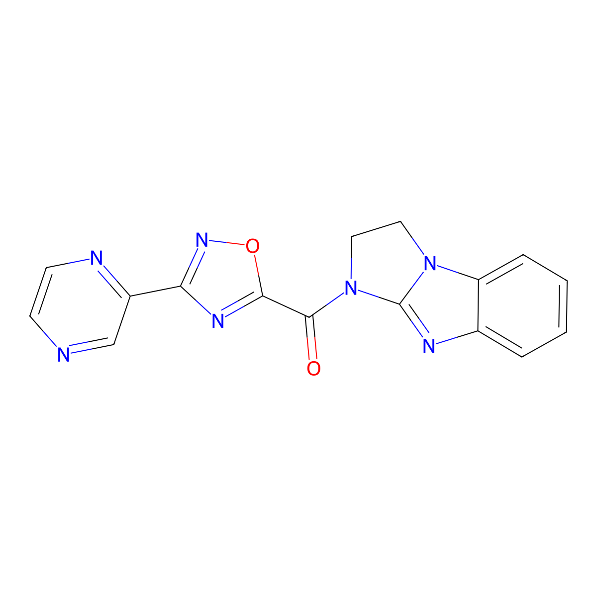 5-[3-(Pyrazin-2-yl)-1,2,4-oxadiazole-5-carbonyl]-2,5,7-triazatricyclo[6.4.0.0^{2,6}]dodeca-1(8),6,9,11-tetraene molecular structure, CAS 1219914-50-7