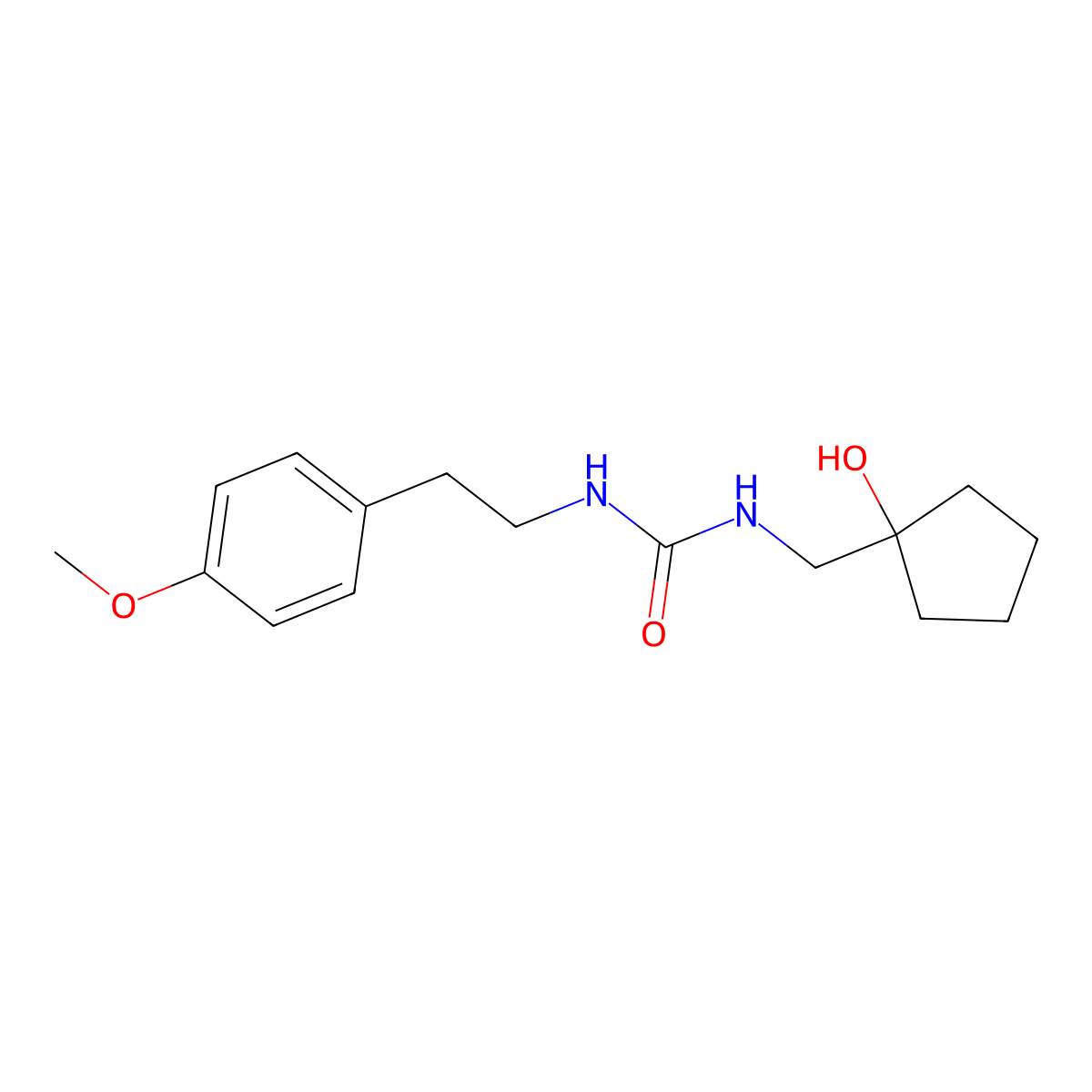 1-((1-Hydroxycyclopentyl)methyl)-3-(4-methoxyphenethyl)urea molecular structure, CAS 1219914-57-4