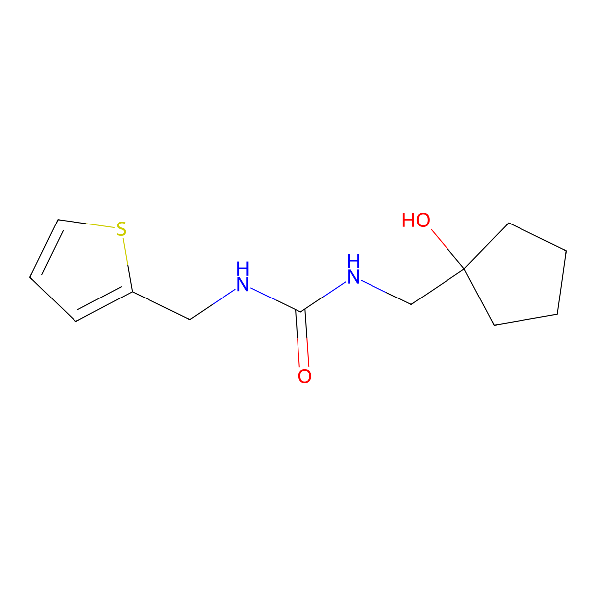 1-((1-Hydroxycyclopentyl)methyl)-3-(thiophen-2-ylmethyl)urea molecular structure, CAS 1219914-60-9