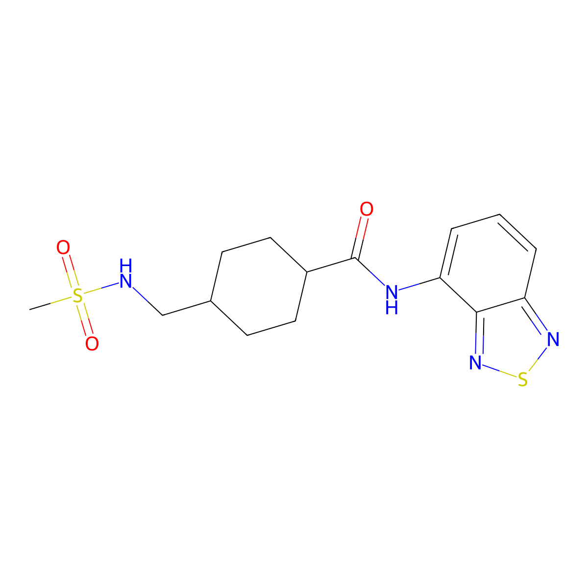 N-(2,1,3-benzothiadiazol-4-yl)-4-(methanesulfonamidomethyl)cyclohexane-1-carboxamide molecular structure, CAS 1219914-73-4
