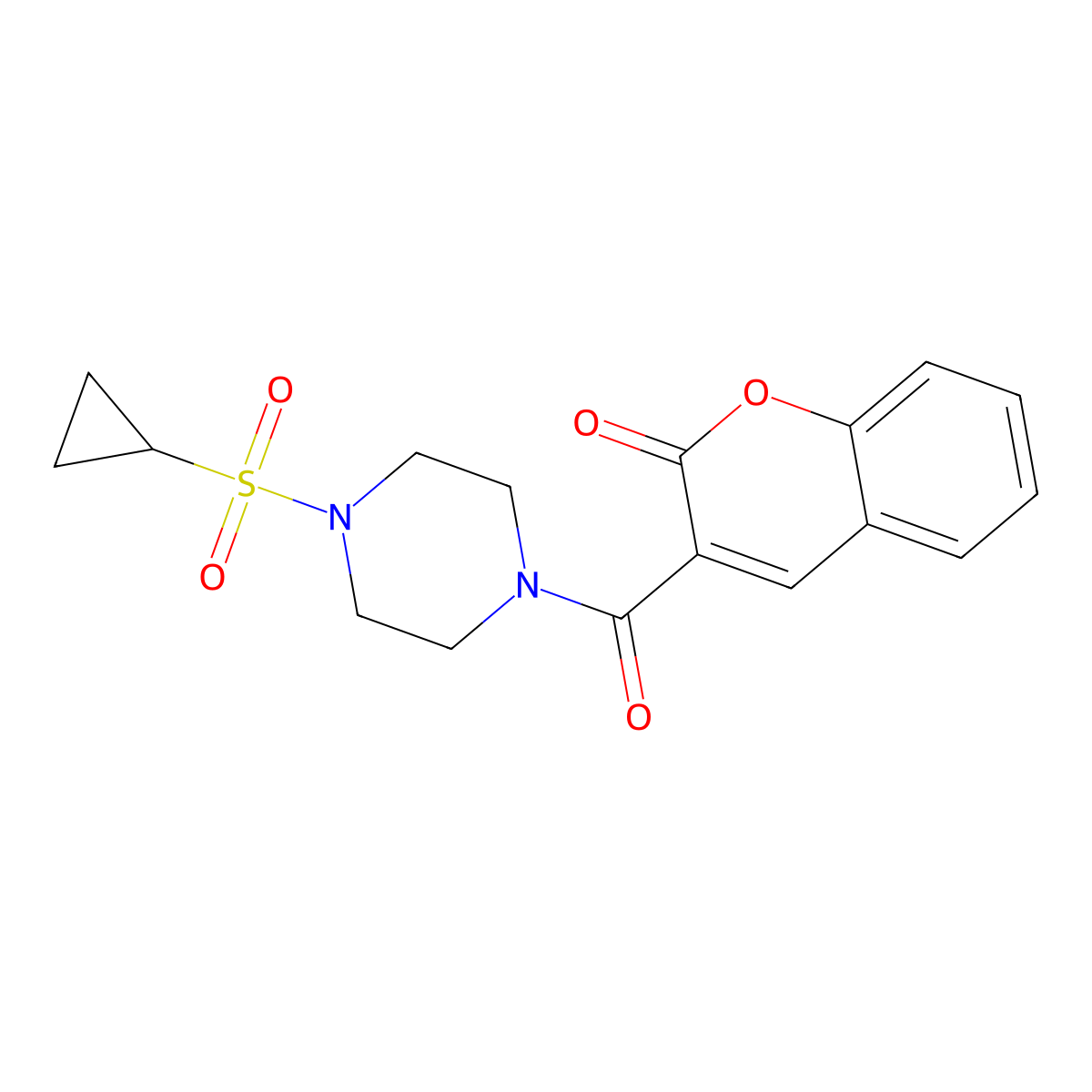 3-[4-(cyclopropanesulfonyl)piperazine-1-carbonyl]-2H-chromen-2-one molecular structure, CAS 1219914-79-0