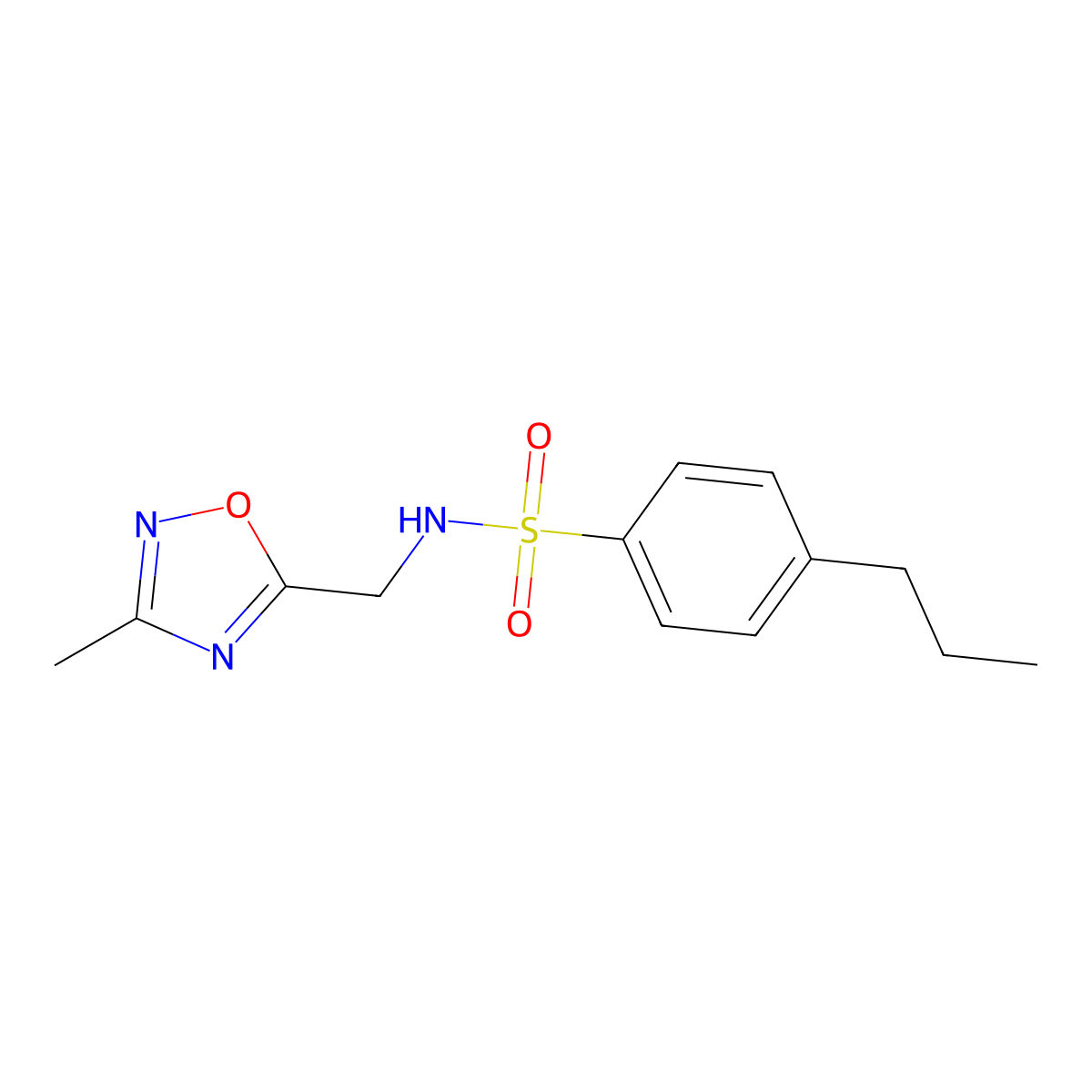 N-[(3-methyl-1,2,4-oxadiazol-5-yl)methyl]-4-propylbenzene-1-sulfonamide molecular structure, CAS 1219914-82-5