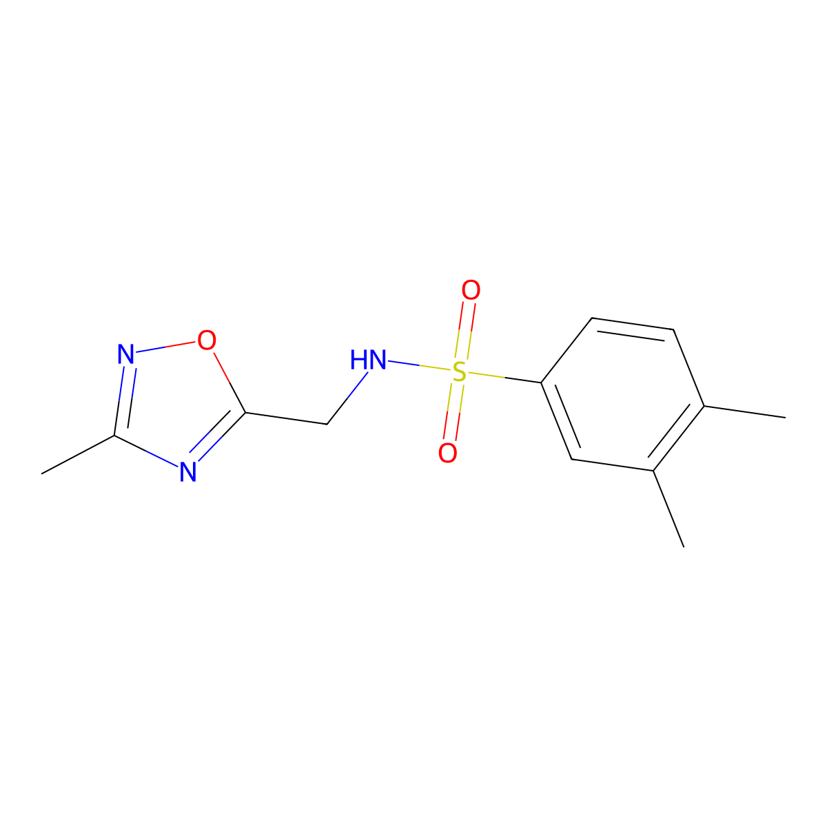 3,4-dimethyl-N-[(3-methyl-1,2,4-oxadiazol-5-yl)methyl]benzene-1-sulfonamide molecular structure, CAS 1219914-84-7