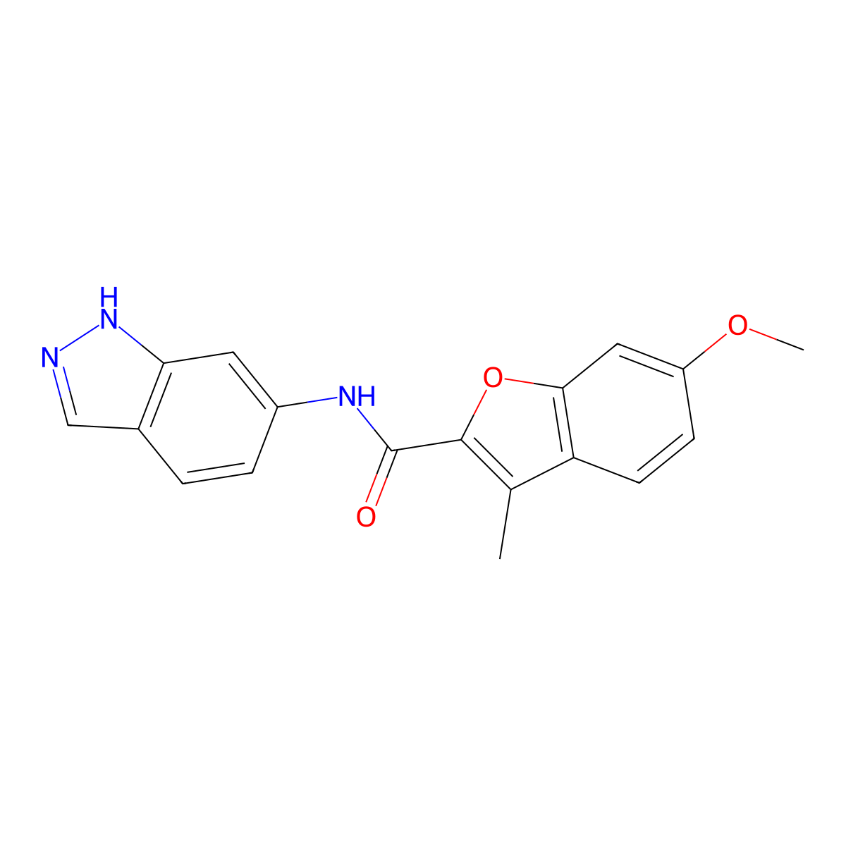 N-(1H-indazol-6-yl)-6-methoxy-3-methylbenzofuran-2-carboxamide molecular structure, CAS 1219914-89-2
