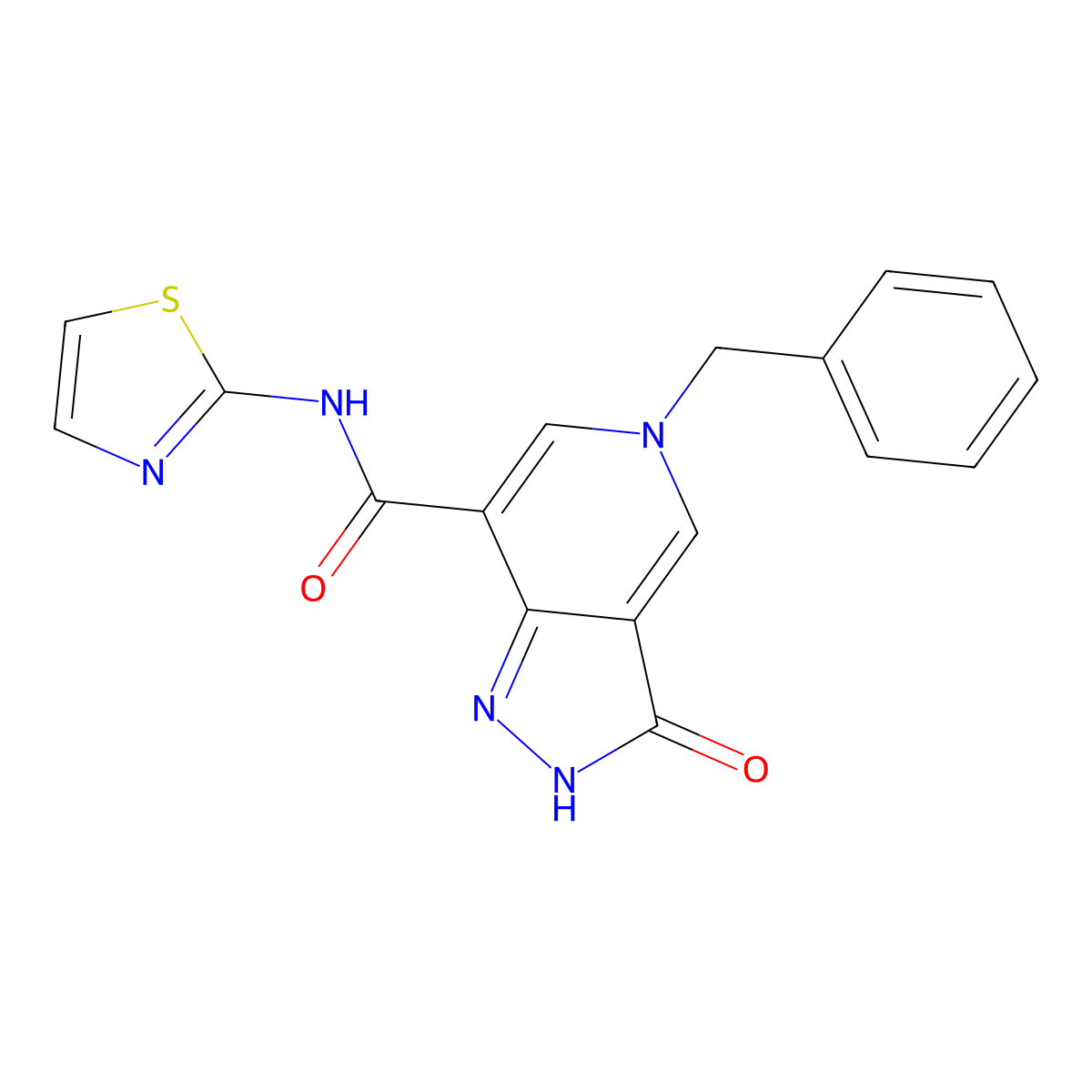 5-benzyl-3-oxo-N-(thiazol-2-yl)-3,5-dihydro-2H-pyrazolo[4,3-c]pyridine-7-carboxamide molecular structure, CAS 1219914-91-6