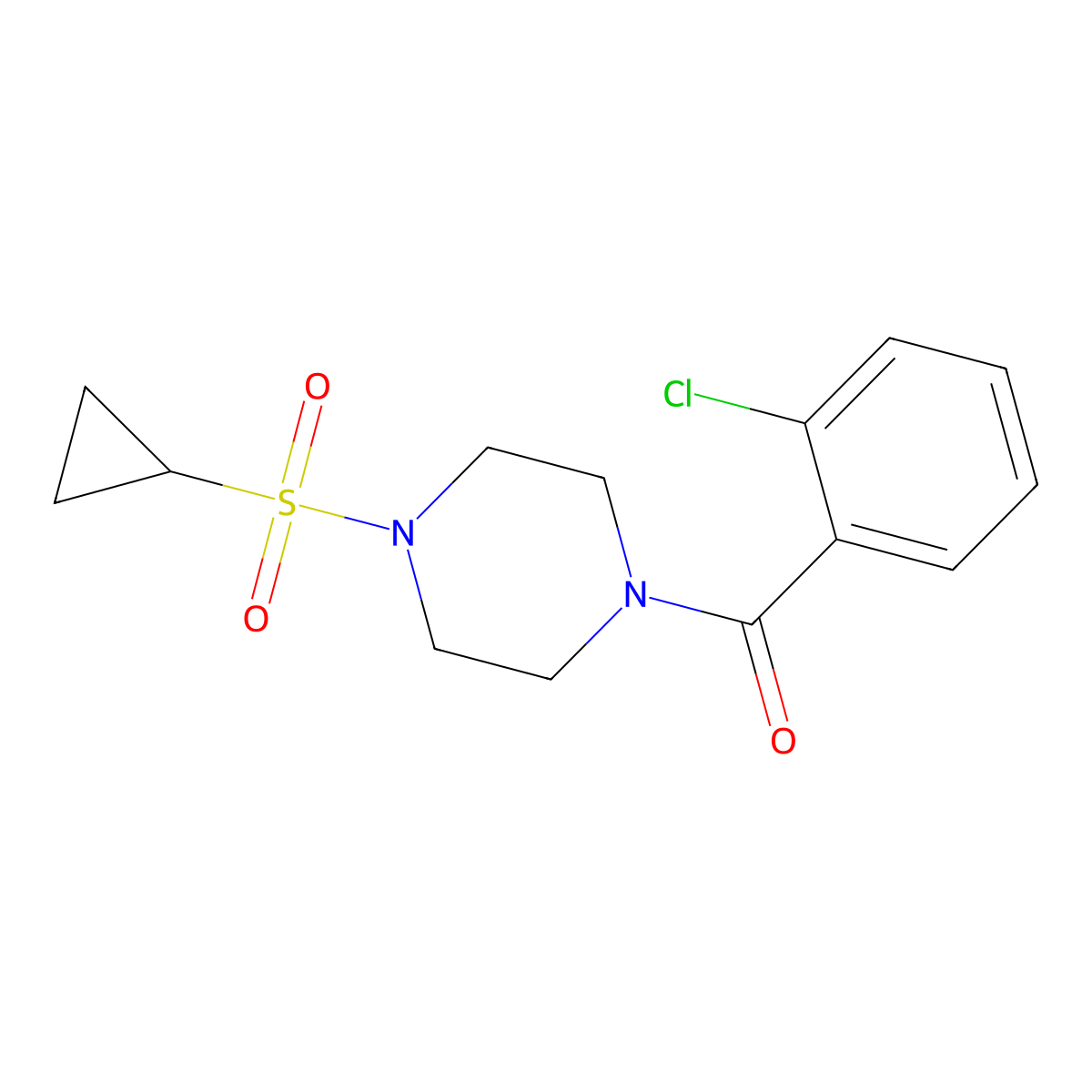 (2-Chlorophenyl)(4-(cyclopropylsulfonyl)piperazin-1-yl)methanone molecular structure, CAS 1219914-92-7