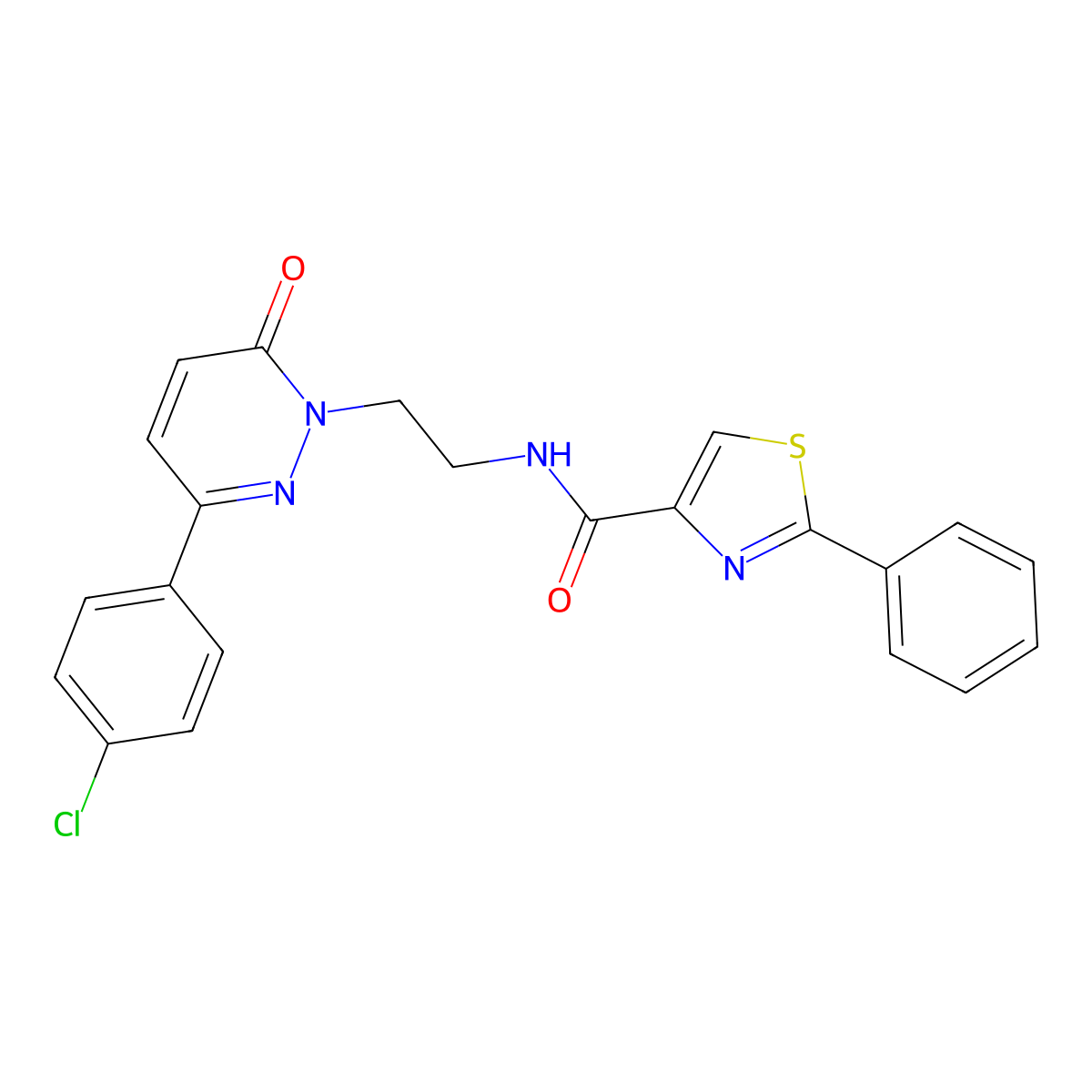 N-(2-(3-(4-chlorophenyl)-6-oxopyridazin-1(6H)-yl)ethyl)-2-phenylthiazole-4-carboxamide molecular structure, CAS 1219914-94-9