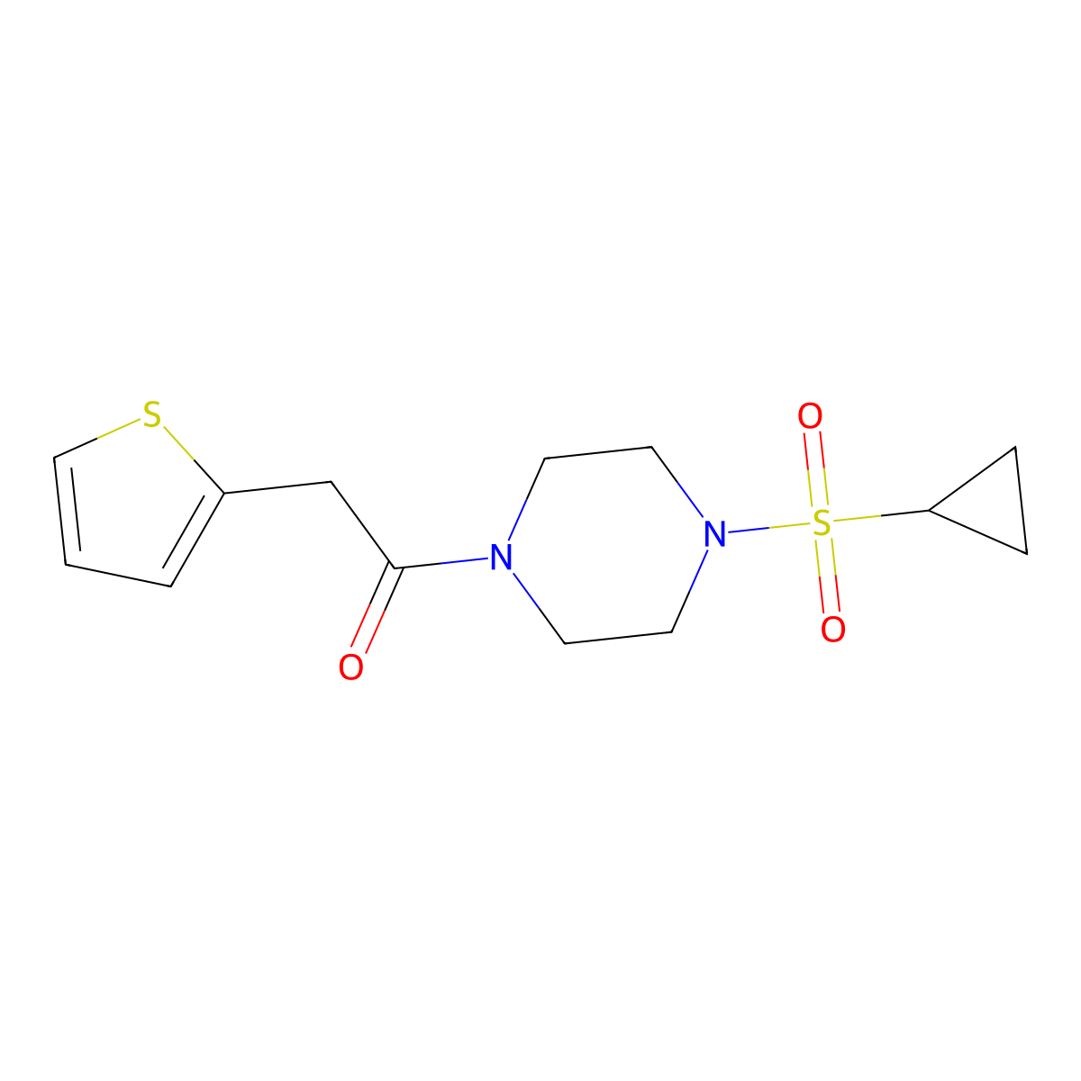 1-(4-(Cyclopropylsulfonyl)piperazin-1-yl)-2-(thiophen-2-yl)ethanone molecular structure, CAS 1219914-98-3