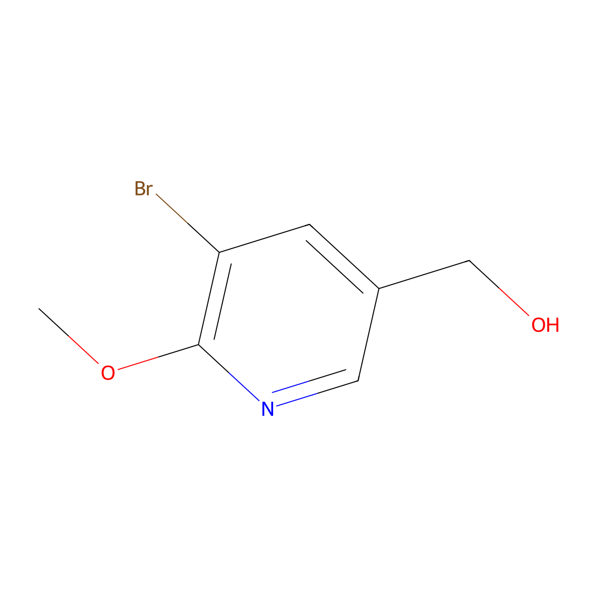 (5-Bromo-6-methoxypyridin-3-yl)methanol molecular structure, CAS 1219936-55-6