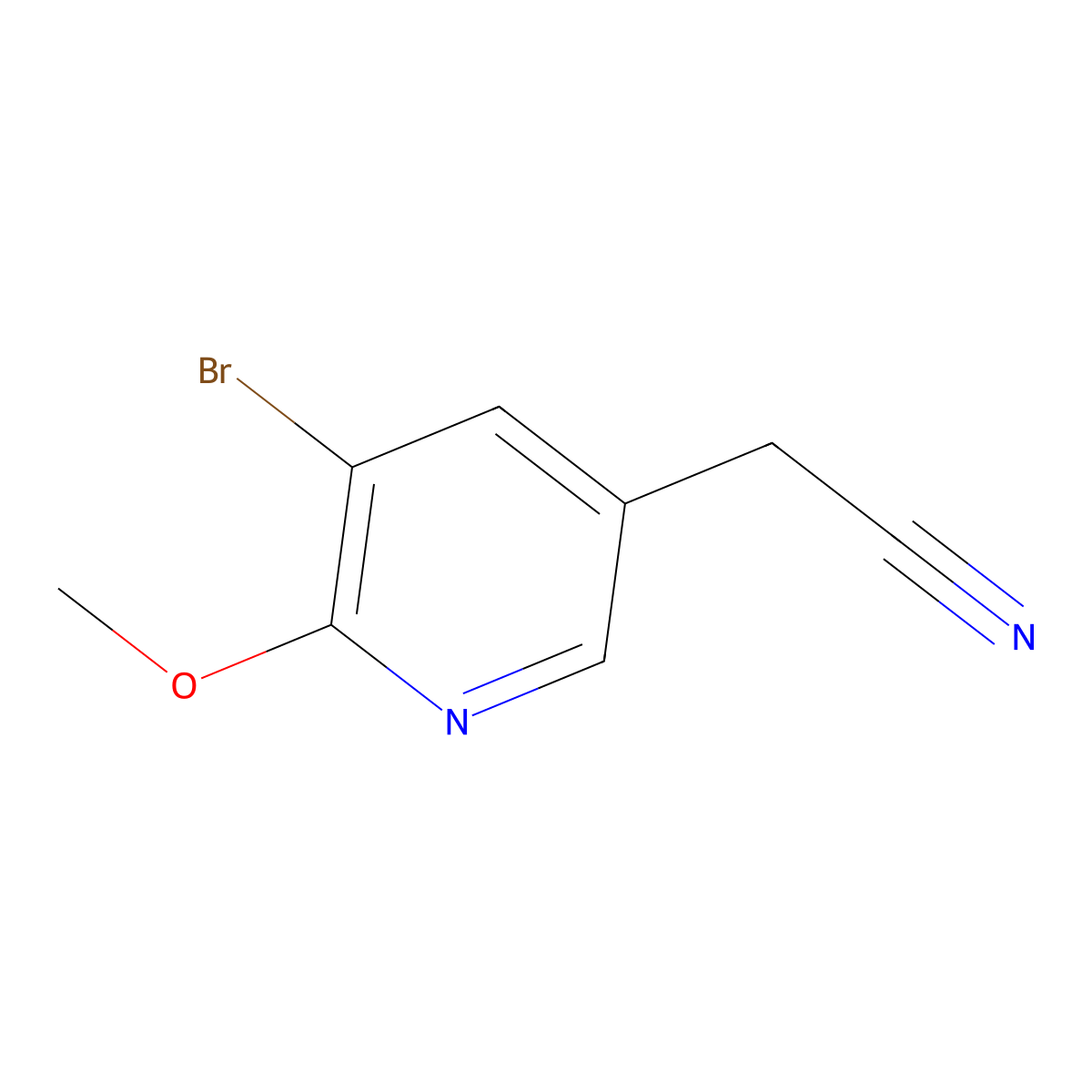 3-Pyridineacetonitrile, 5-bromo-6-methoxy- molecular structure, CAS 1219936-56-7