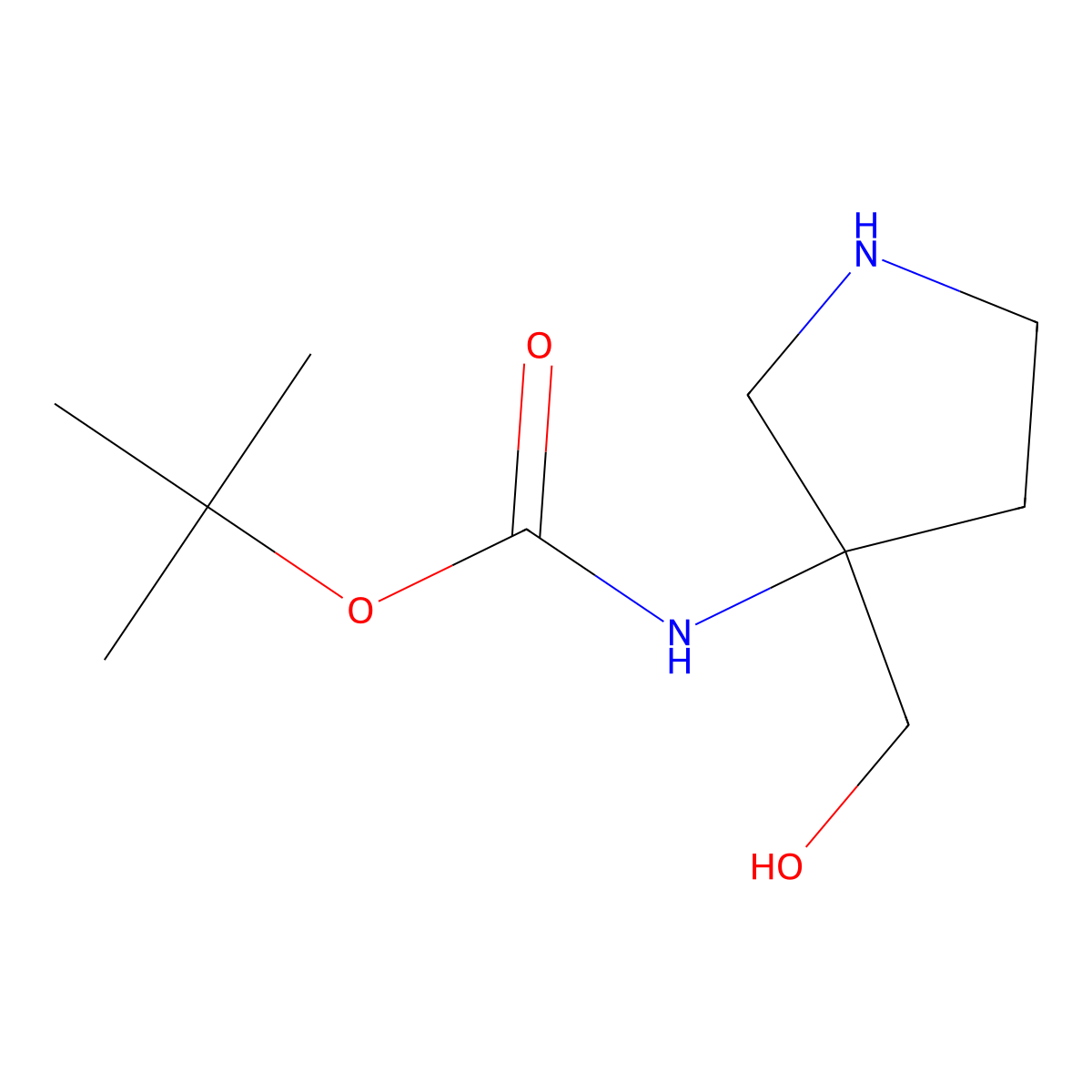 tert-butyl N-[(3S)-3-(hydroxymethyl)pyrrolidin-3-yl]carbamate molecular structure, CAS 1219939-32-8