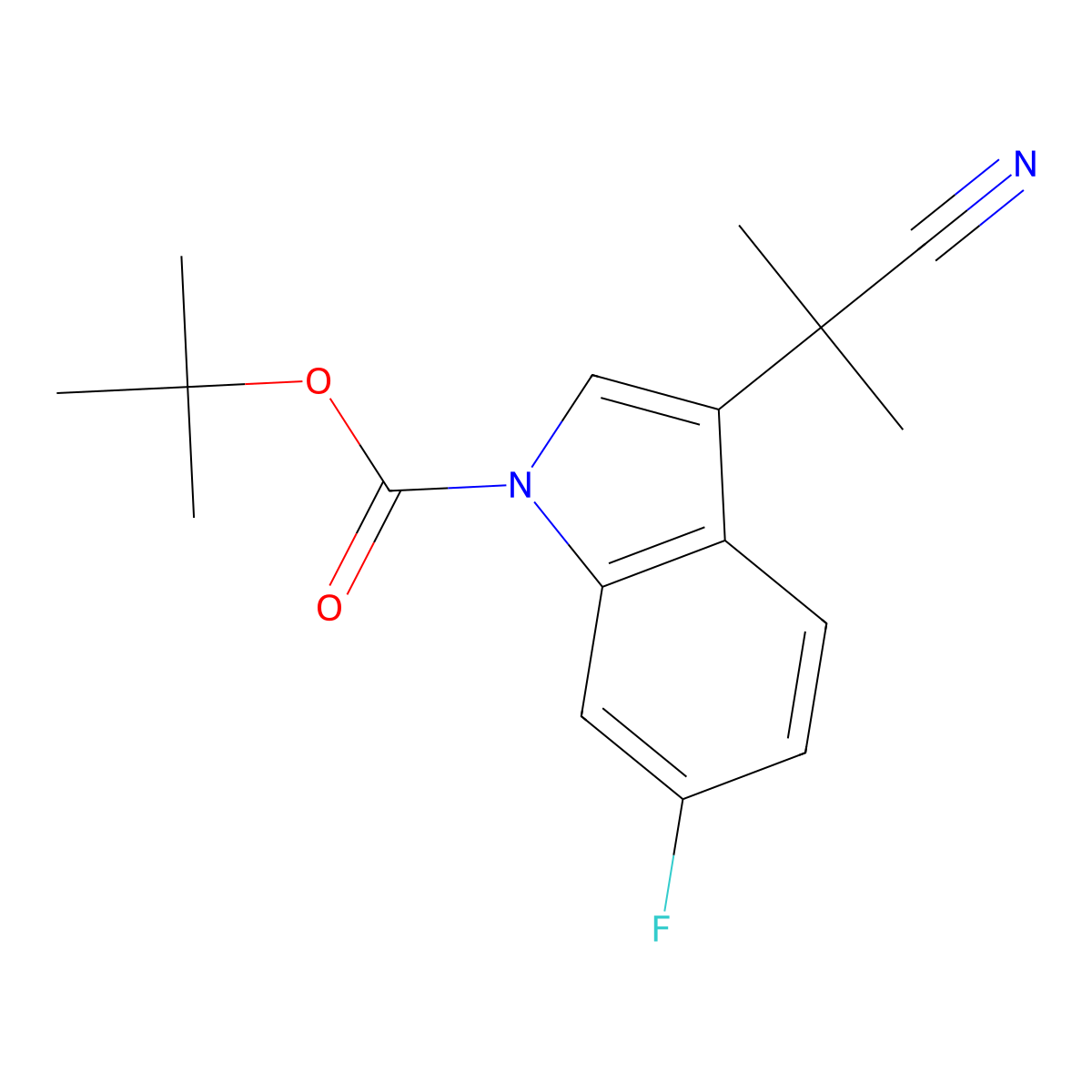 tert-Butyl 3-(2-cyanopropan-2-yl)-6-fluoro-1H-indole-1-carboxylate molecular structure, CAS 1219945-15-9