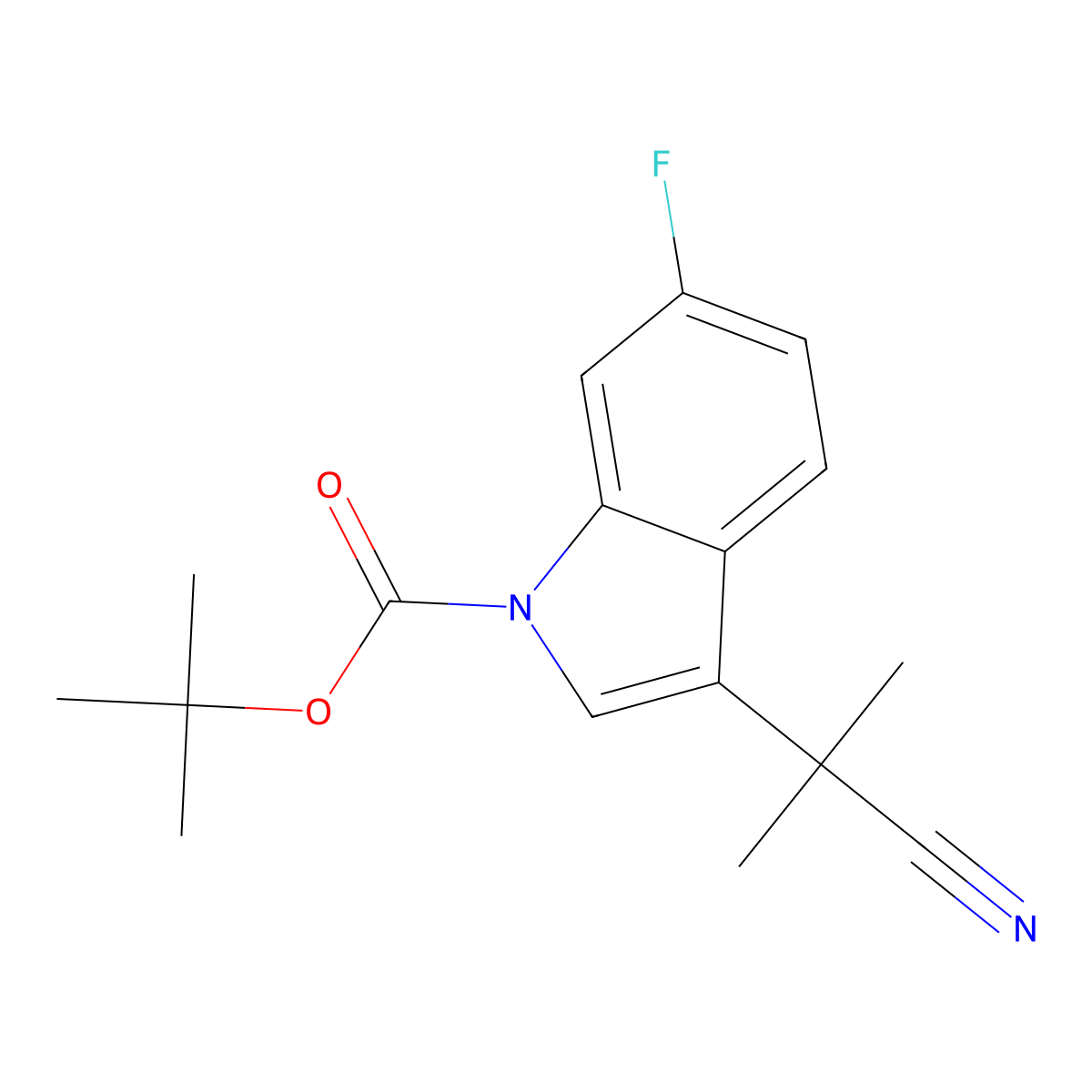 tert-Butyl 3-(2-cyanopropan-2-yl)-6-fluoro-1H-indole-1-carboxylate molecular structure, CAS 1219945-15-9