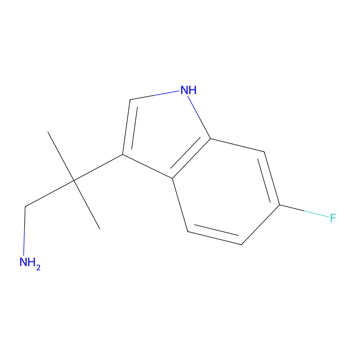 2-(6-fluoro-1H-indol-3-yl)-2-methylpropan-1-amine molecular structure, CAS 1219945-17-1