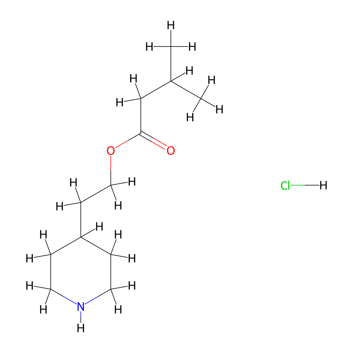 2-(4-Piperidinyl)ethyl 3-methylbutanoate hydrochloride molecular structure, CAS 1219948-58-9