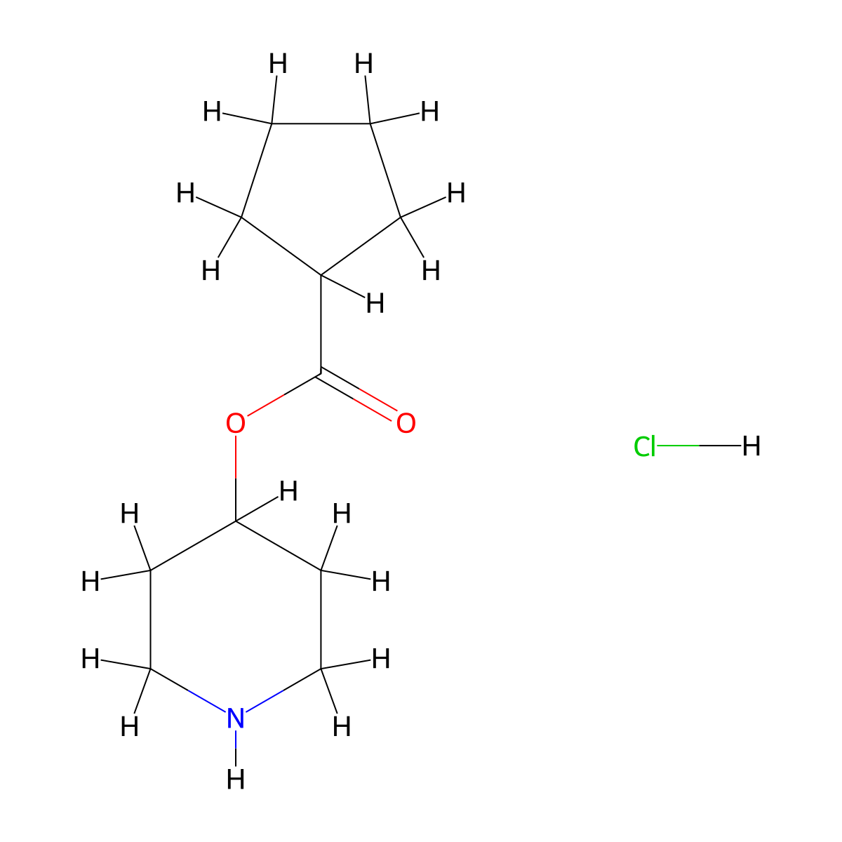4-Piperidinyl cyclopentanecarboxylate hydrochloride molecular structure, CAS 1219948-62-5