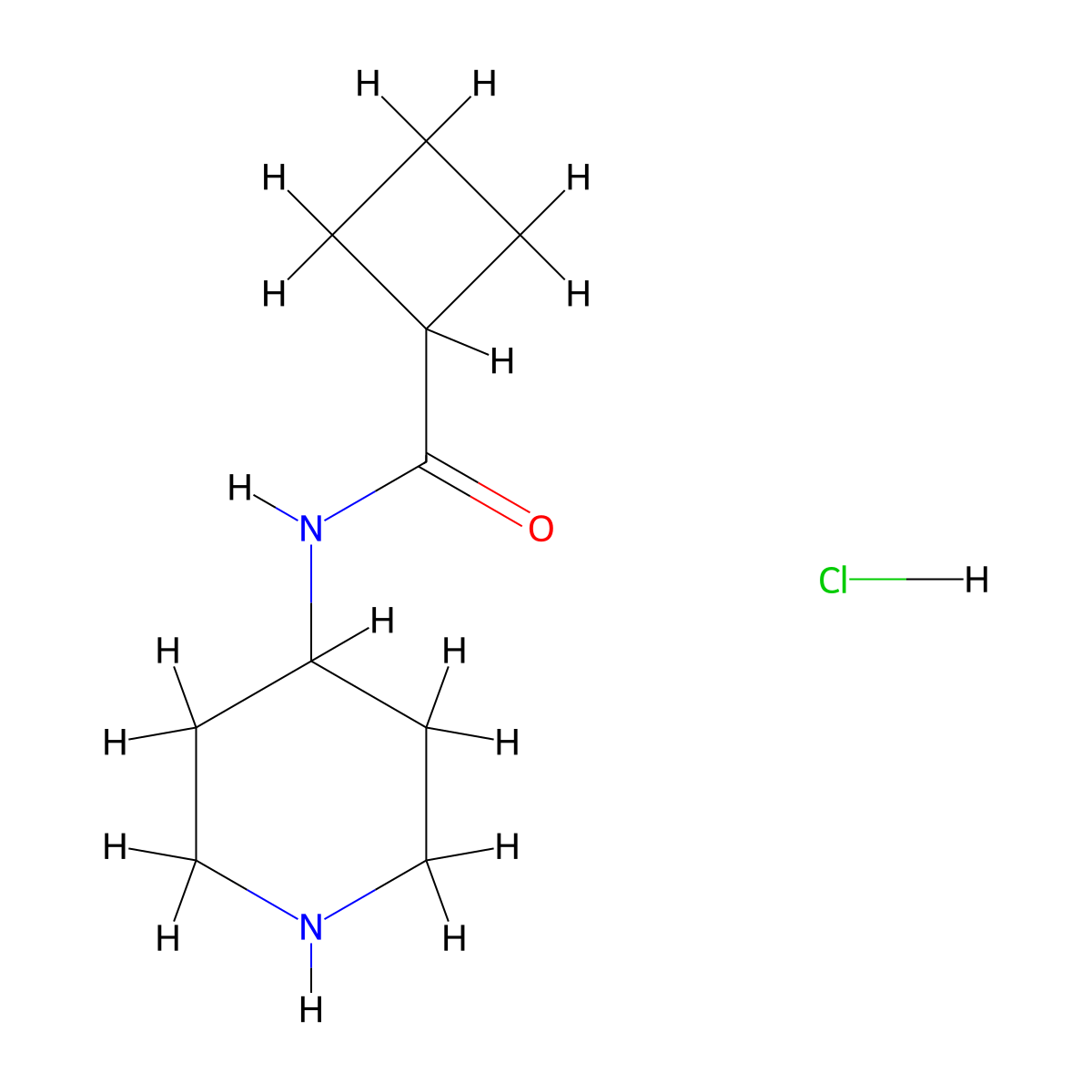 N-(piperidin-4-yl)cyclobutanecarboxamide hydrochloride molecular structure, CAS 1219948-63-6