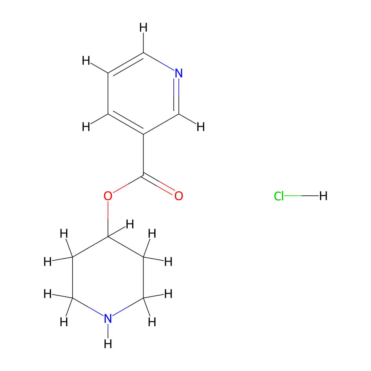 Piperidin-4-yl nicotinate hydrochloride molecular structure, CAS 1219948-64-7
