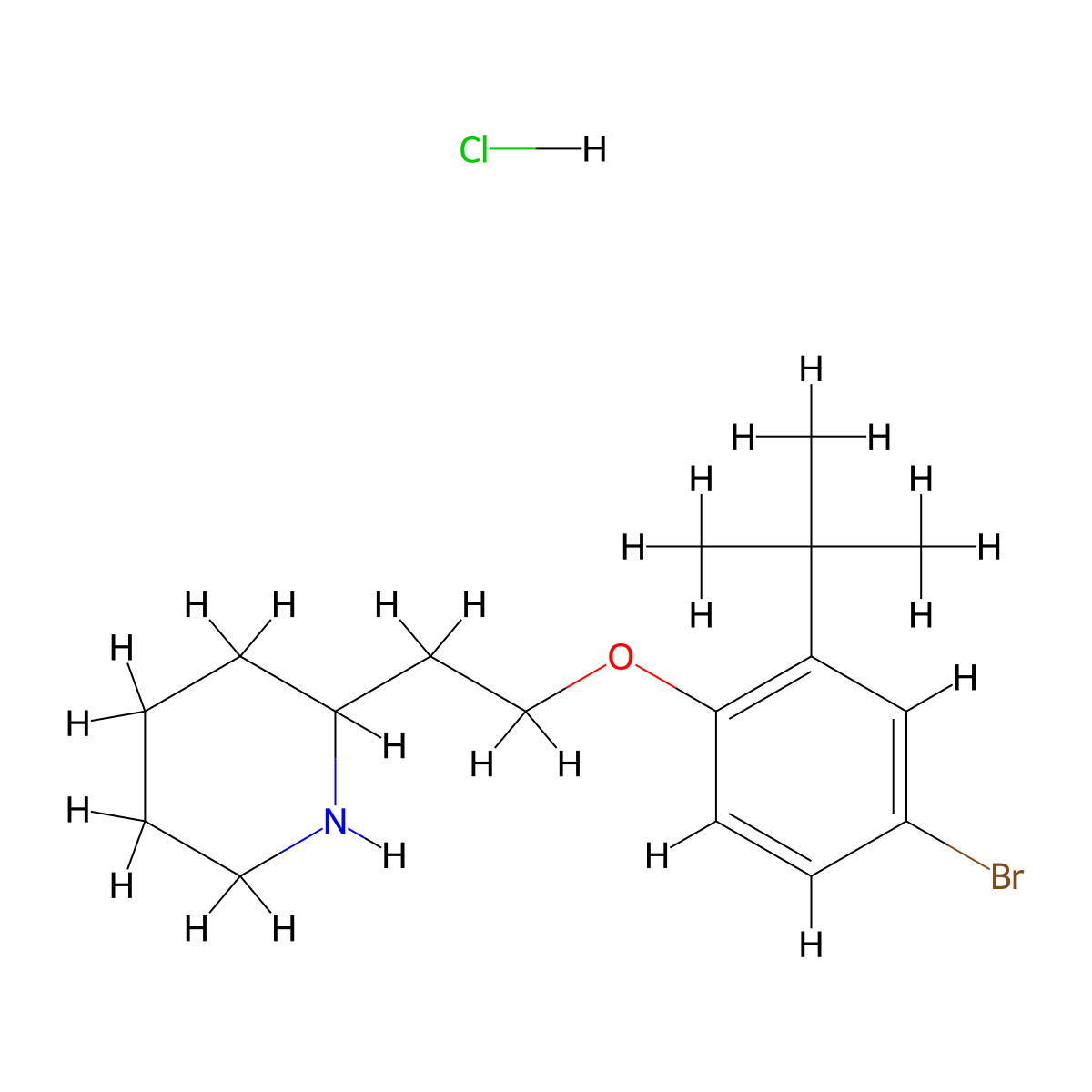 2-{2-[4-Bromo-2-(tert-butyl)phenoxy]-ethyl}piperidine hydrochloride molecular structure, CAS 1219948-94-3
