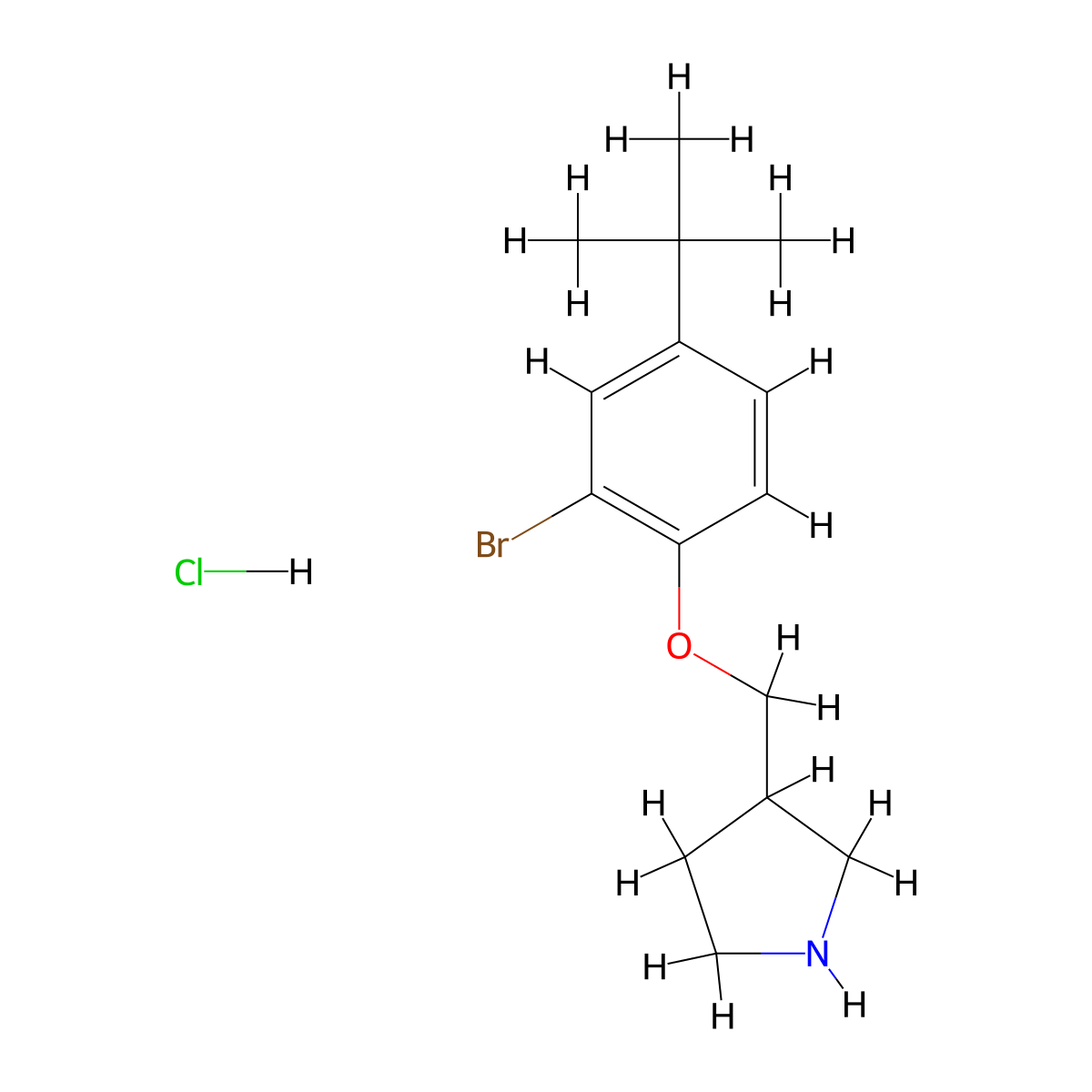 2-Bromo-4-(tert-butyl)phenyl 3-pyrrolidinylmethyl-ether hydrochloride molecular structure, CAS 1219948-97-6