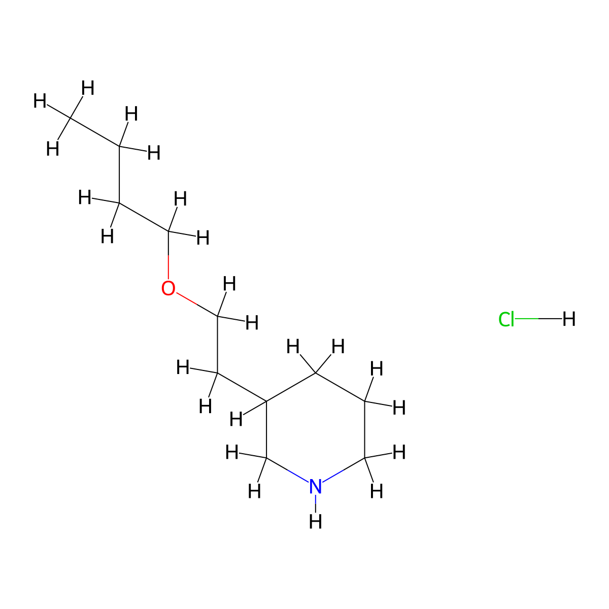 3-(2-Butoxyethyl)piperidine hydrochloride molecular structure, CAS 1219949-07-1