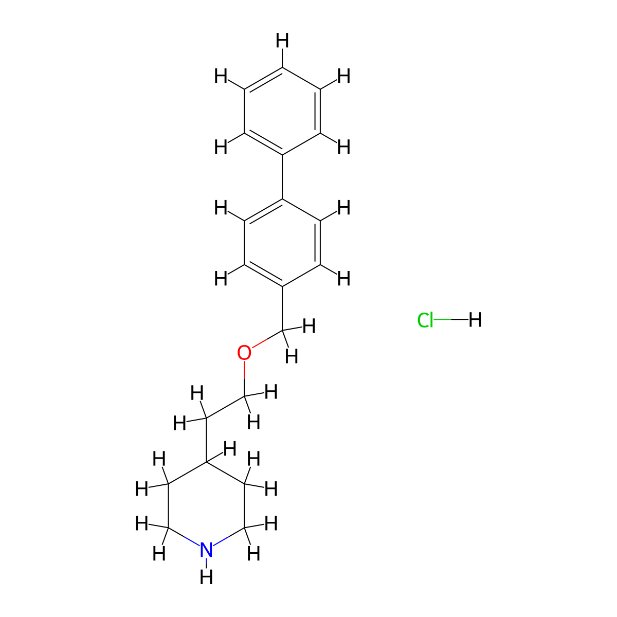 4-[2-([1,1'-Biphenyl]-4-ylmethoxy)ethyl]-piperidine hydrochloride molecular structure, CAS 1219949-12-8