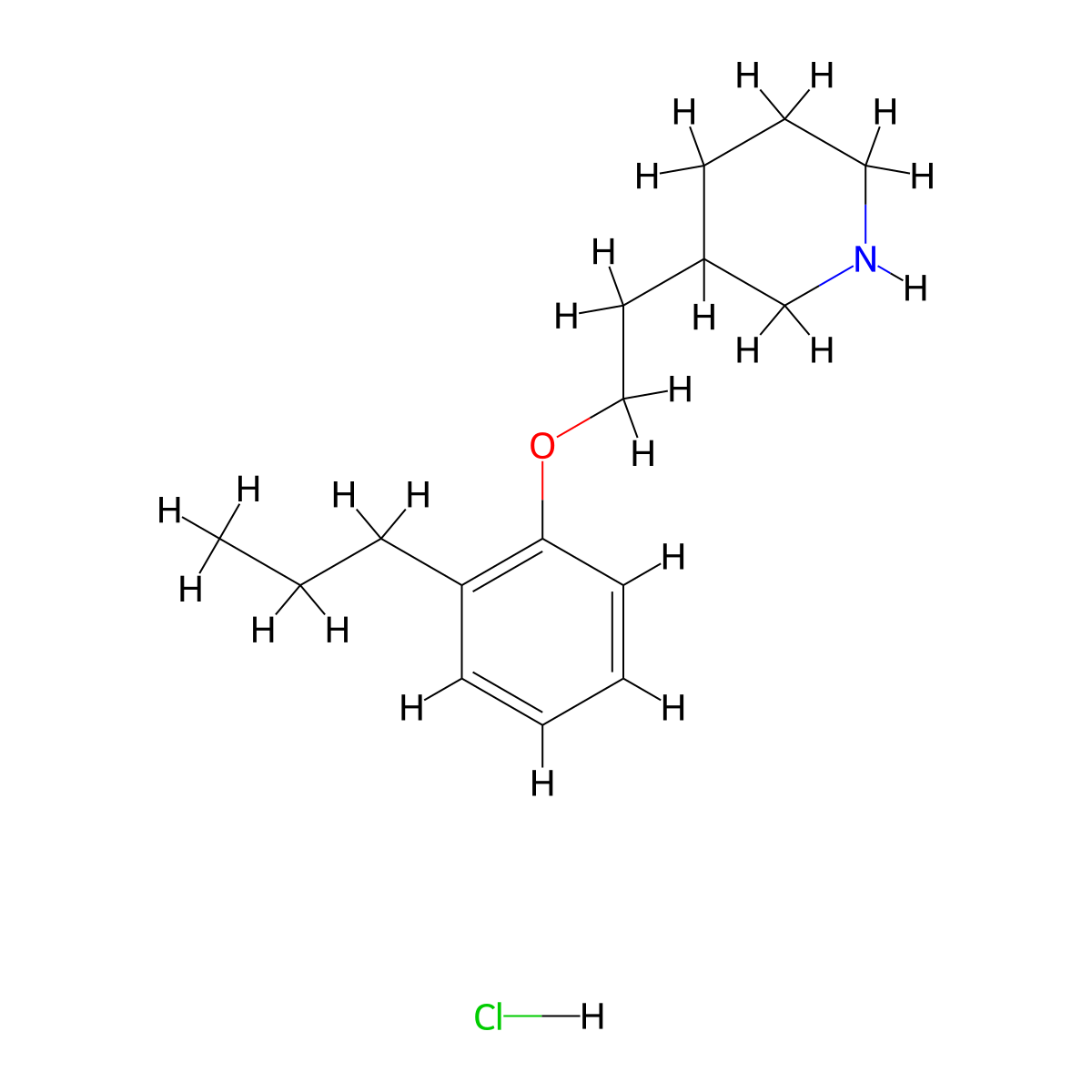 3-(2-(2-Propylphenoxy)ethyl)piperidine hydrochloride molecular structure, CAS 1219949-31-1