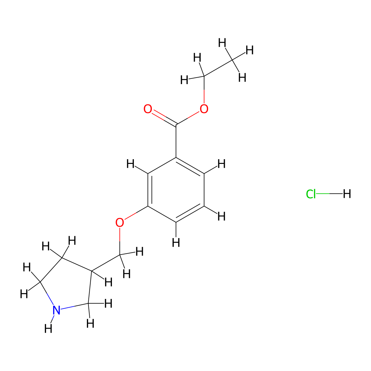 Ethyl 3-(3-pyrrolidinylmethoxy)benzoate hydrochloride molecular structure, CAS 1219949-37-7