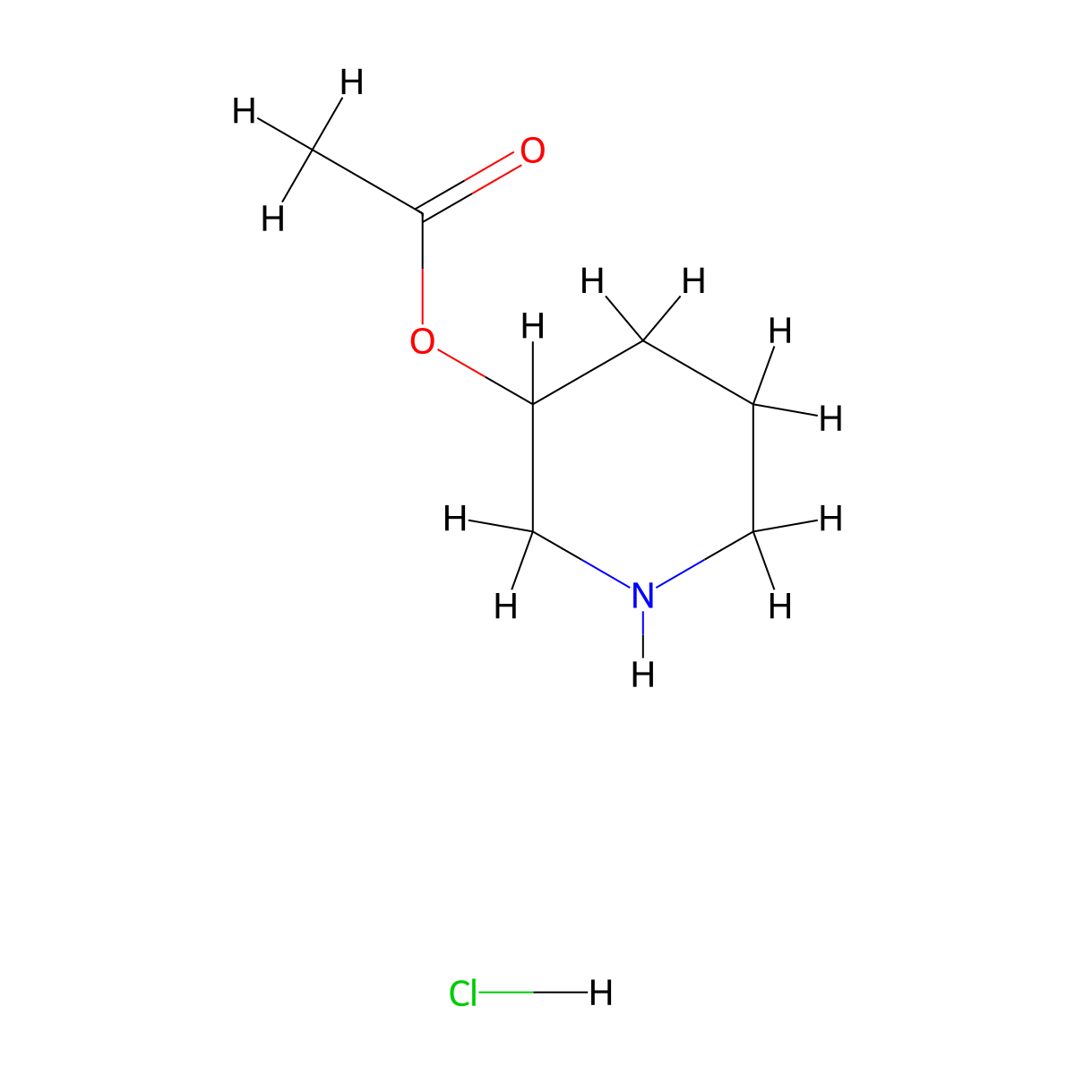 Piperidin-3-yl acetate hydrochloride molecular structure, CAS 1219949-48-0