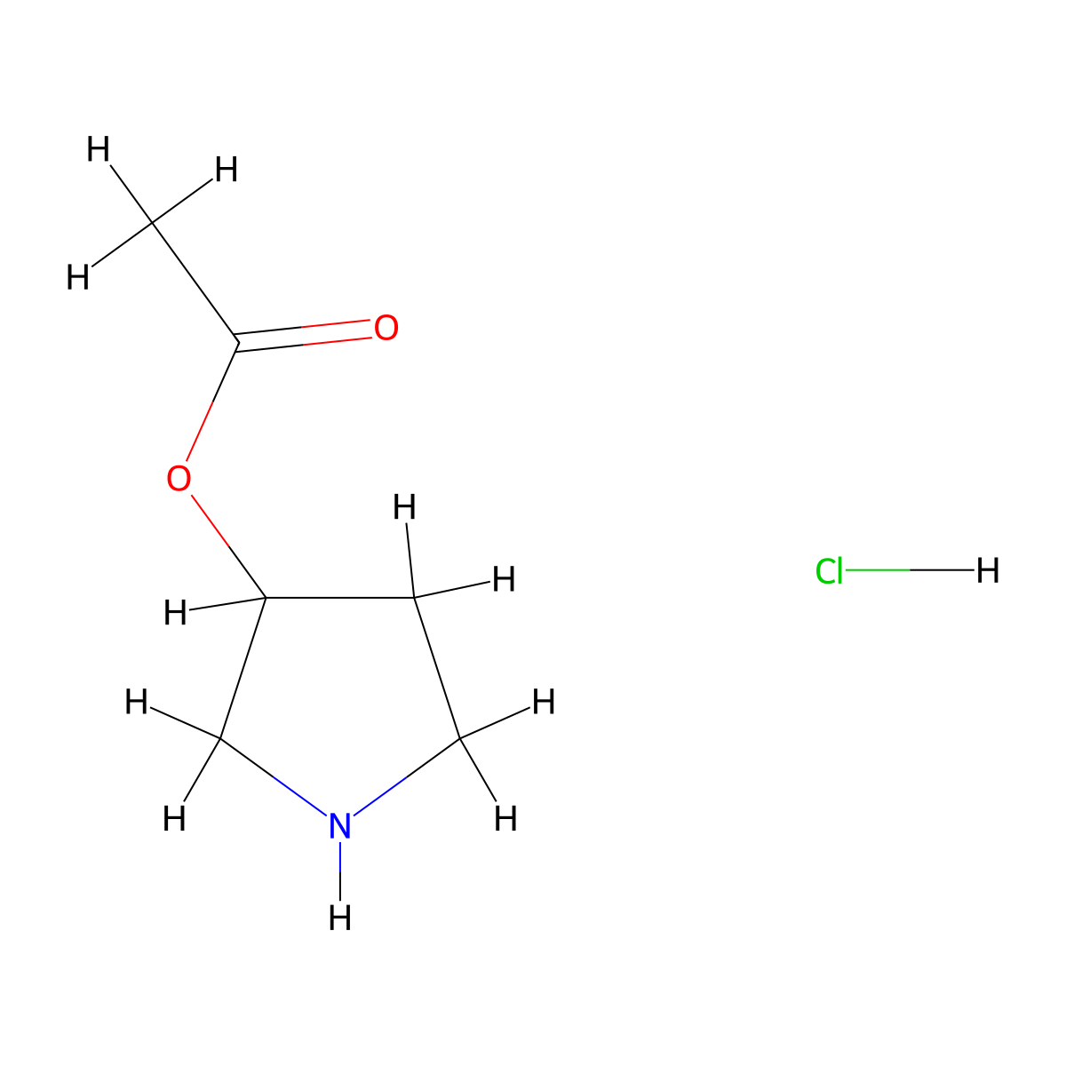 3-Pyrrolidinyl acetate hydrochloride molecular structure, CAS 1219949-49-1