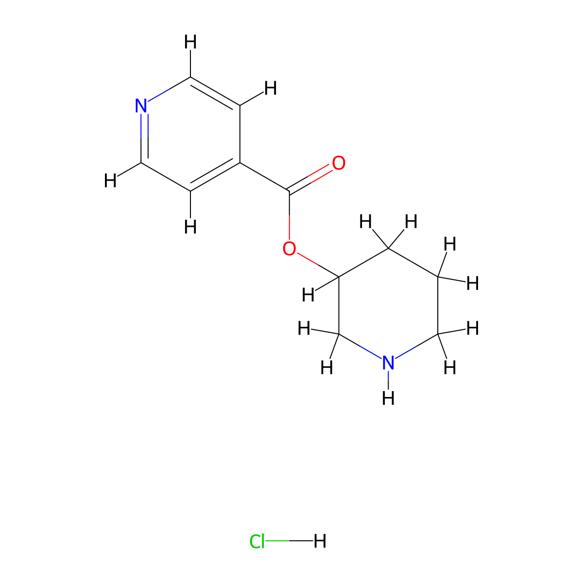 3-Piperidinyl isonicotinate hydrochloride molecular structure, CAS 1219949-50-4