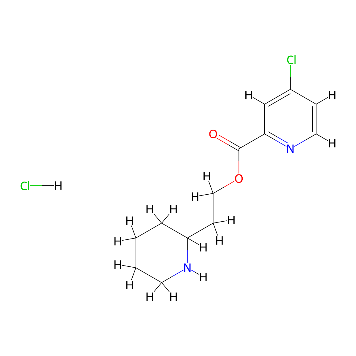 2-(2-Piperidinyl)ethyl 4-chloro-2-pyridinecarboxylate hydrochloride molecular structure, CAS 1219949-53-7