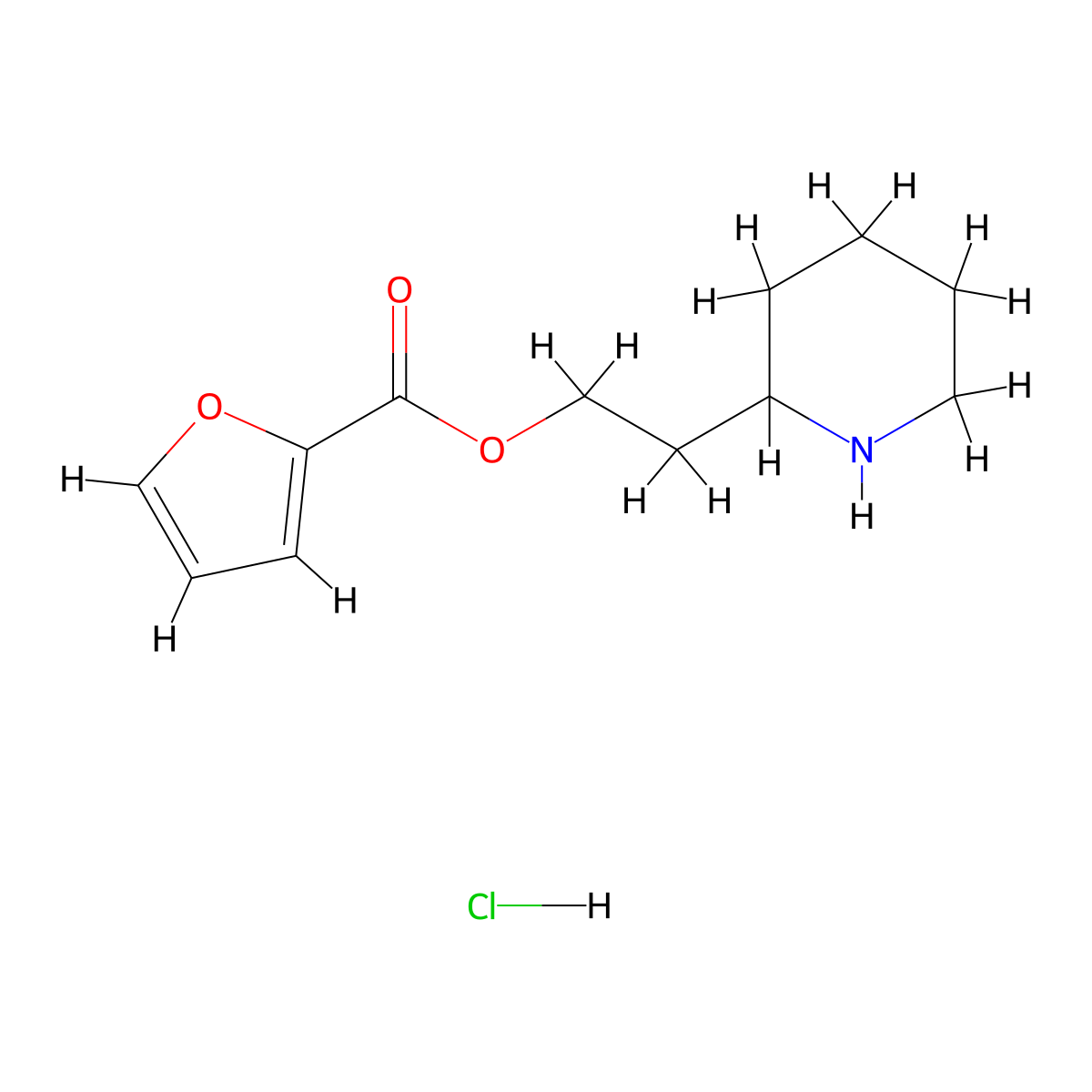 2-(2-Piperidinyl)ethyl 2-furoate hydrochloride molecular structure, CAS 1219949-55-9