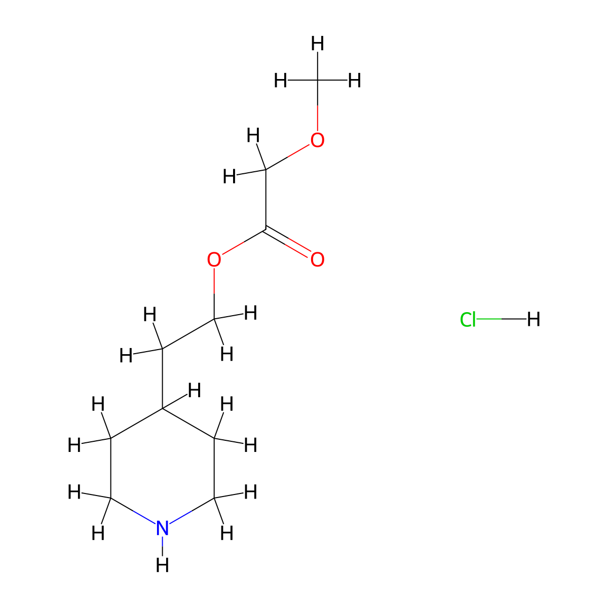 2-(4-Piperidinyl)ethyl 2-methoxyacetate hydrochloride molecular structure, CAS 1219949-57-1