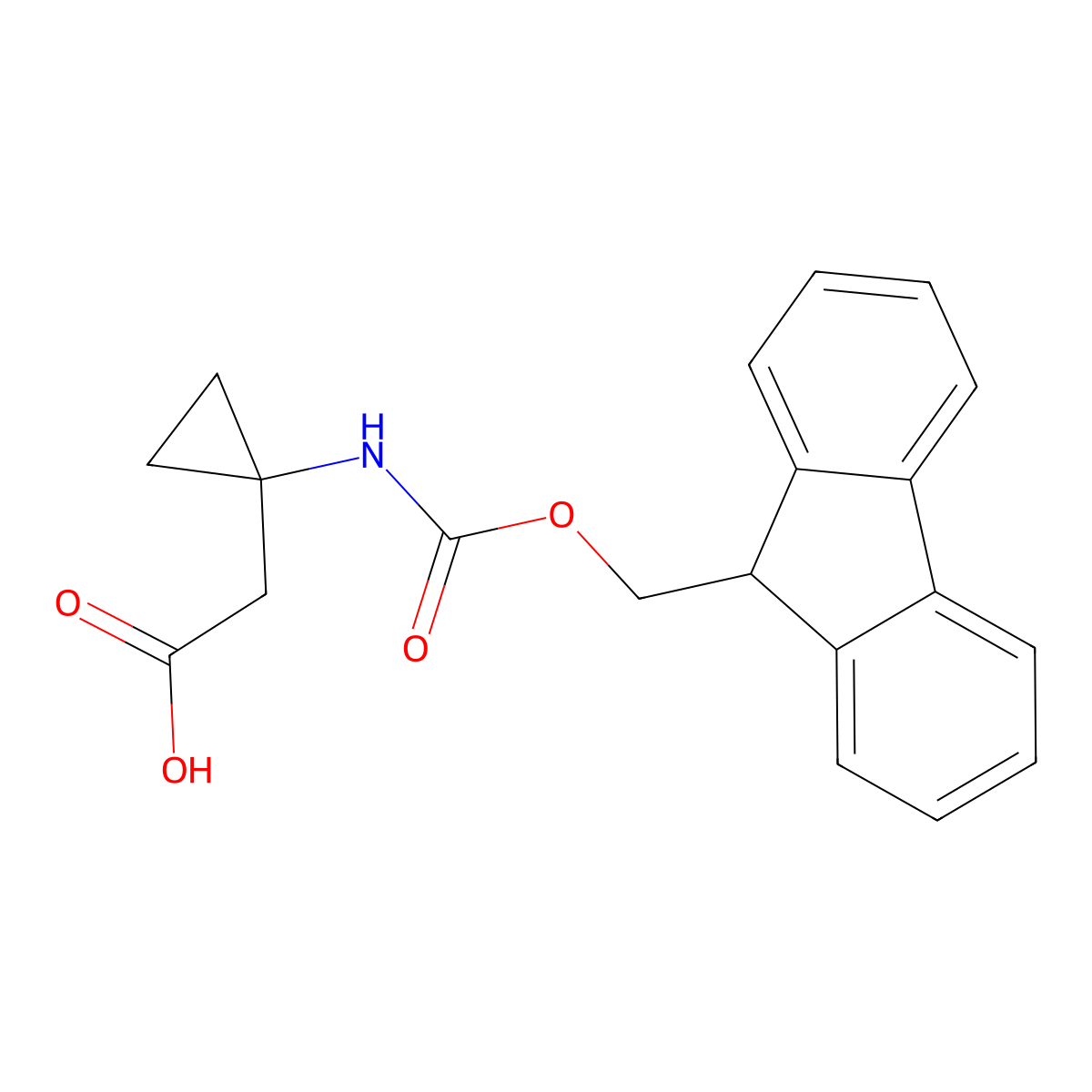 2-[1-({[(9H-fluoren-9-yl)methoxy]carbonyl}amino)cyclopropyl]acetic acid molecular structure, CAS 1219953-64-6