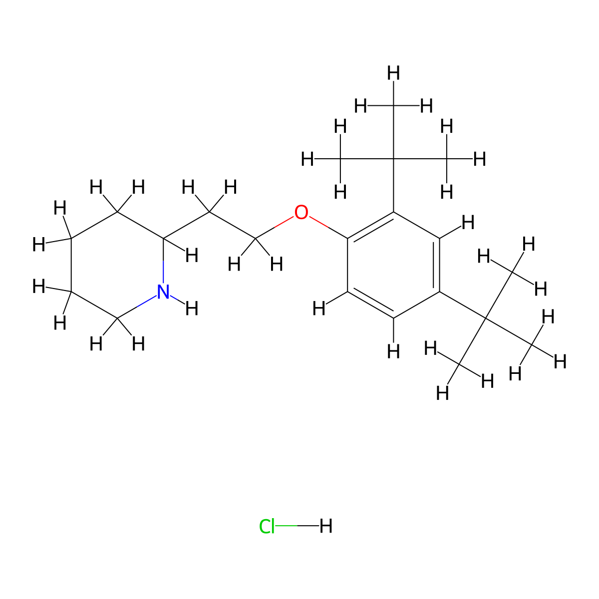 2-{2-[2,4-Di(tert-butyl)phenoxy]ethyl}piperidine hydrochloride molecular structure, CAS 1219956-87-2