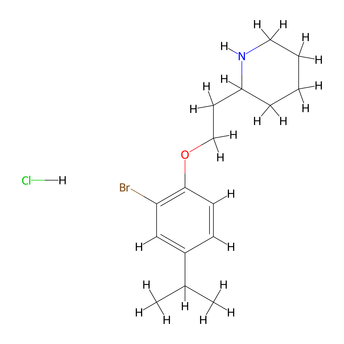 2-[2-(2-Bromo-4-isopropylphenoxy)ethyl]piperidine hydrochloride molecular structure, CAS 1219956-88-3